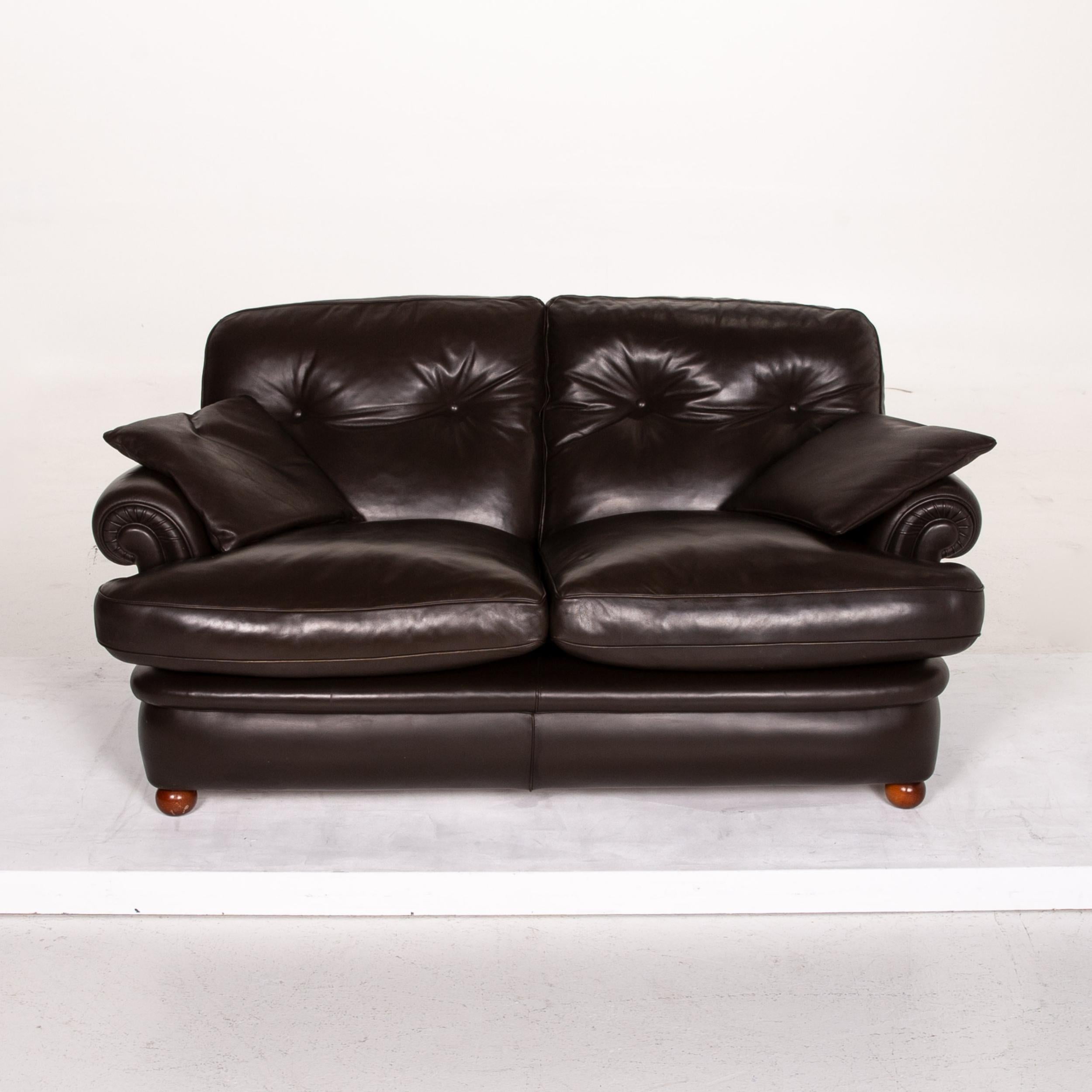 Poltrona Frau Leather Sofa Dark Brown Brown Two-Seat Couch 1