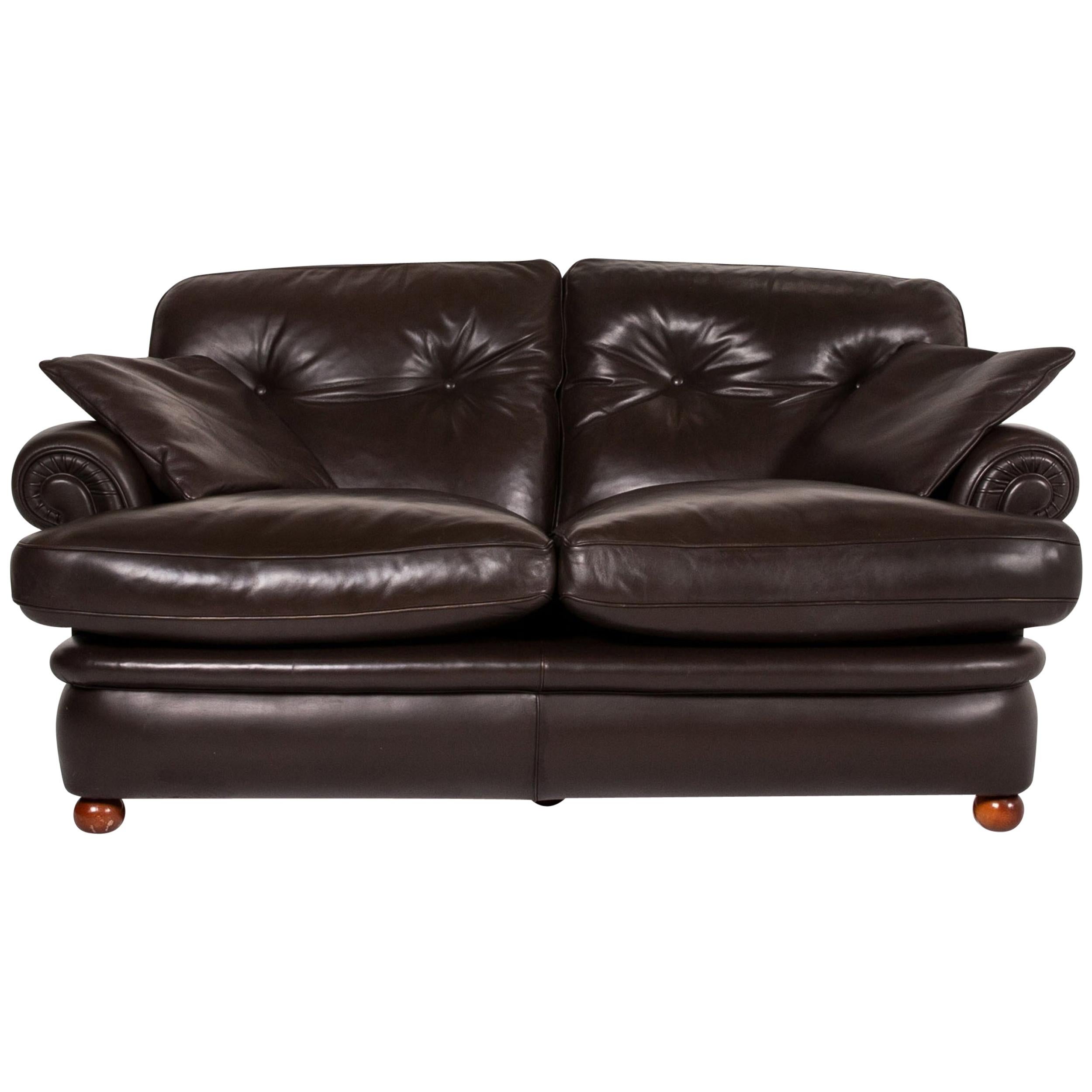 Poltrona Frau Leather Sofa Dark Brown Brown Two-Seat Couch