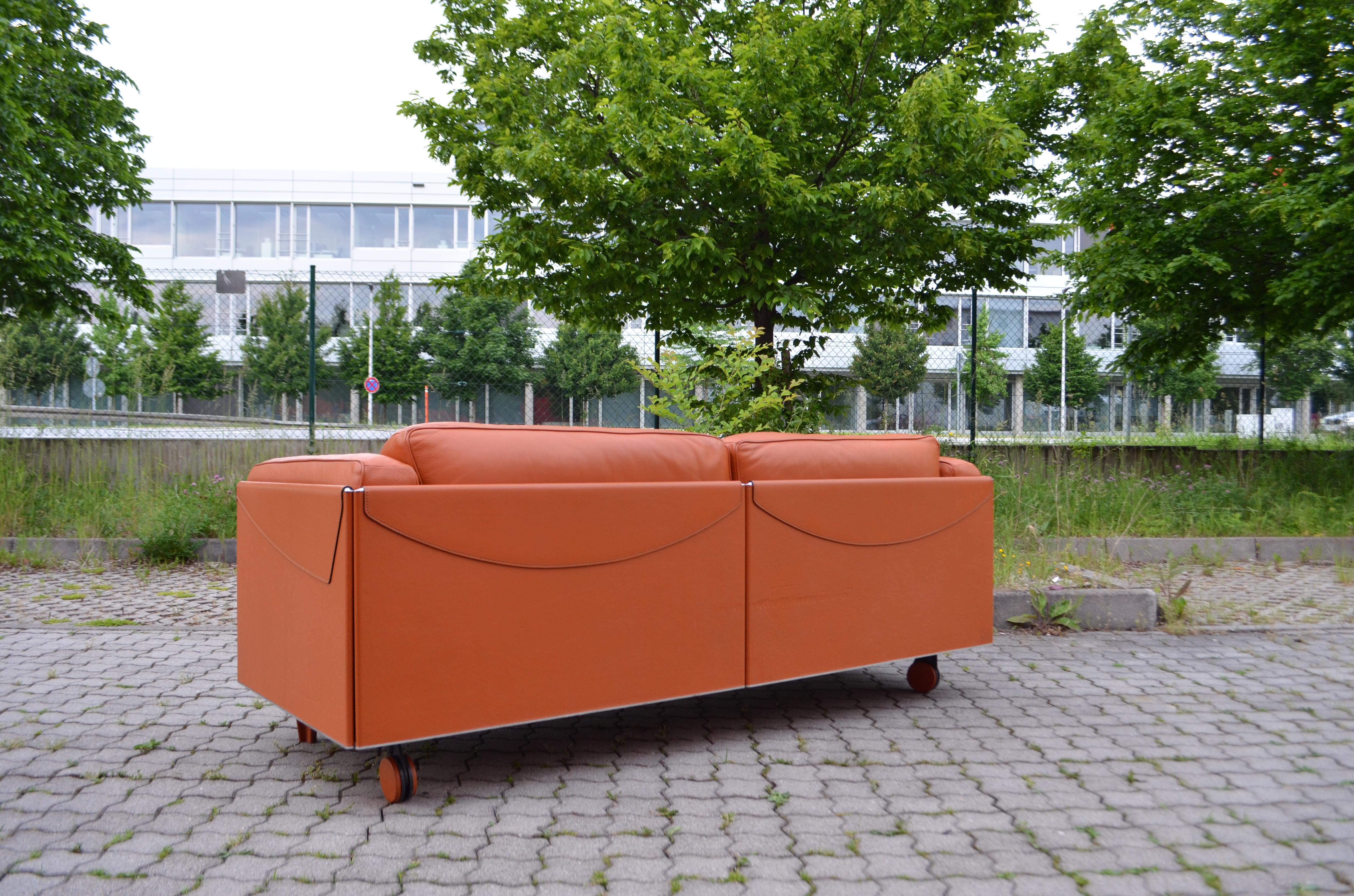 Poltrona Frau Leather Sofa Hermes colour Model Twice by Pierluigi Cerri 8