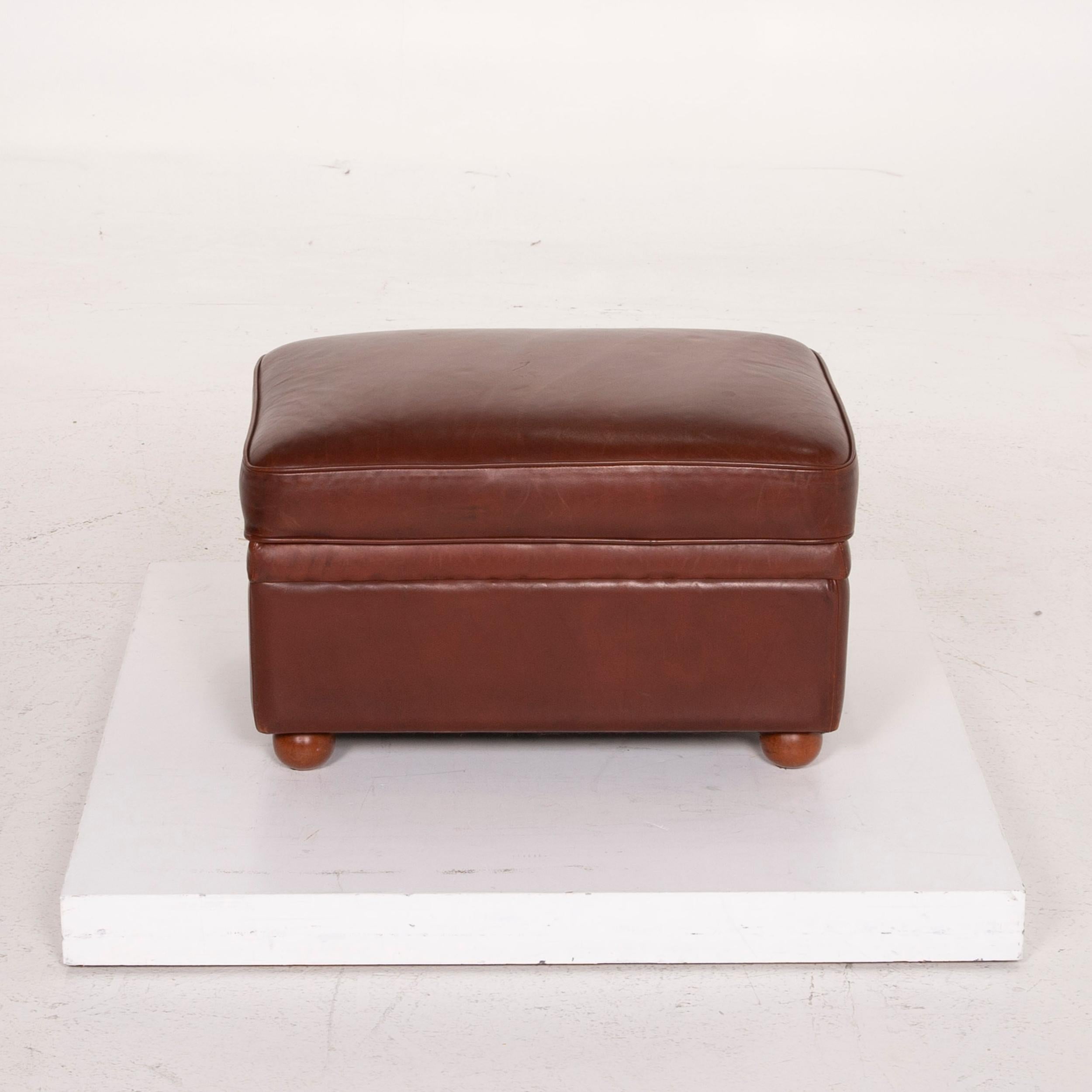 Poltrona Frau Leather Sofa Set Cognac Two-Seat Stool For Sale 6
