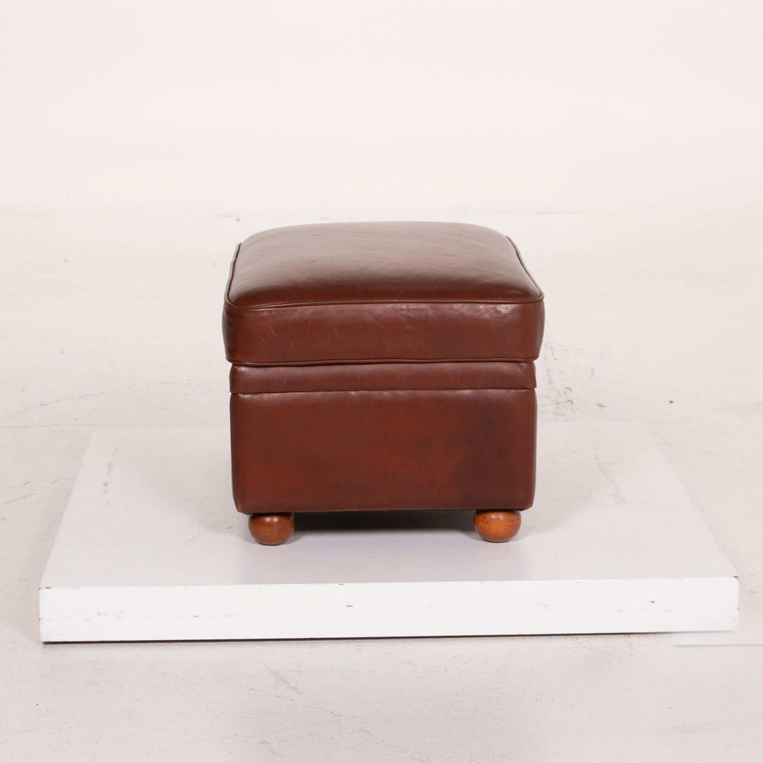 Poltrona Frau Leather Sofa Set Cognac Two-Seat Stool For Sale 8