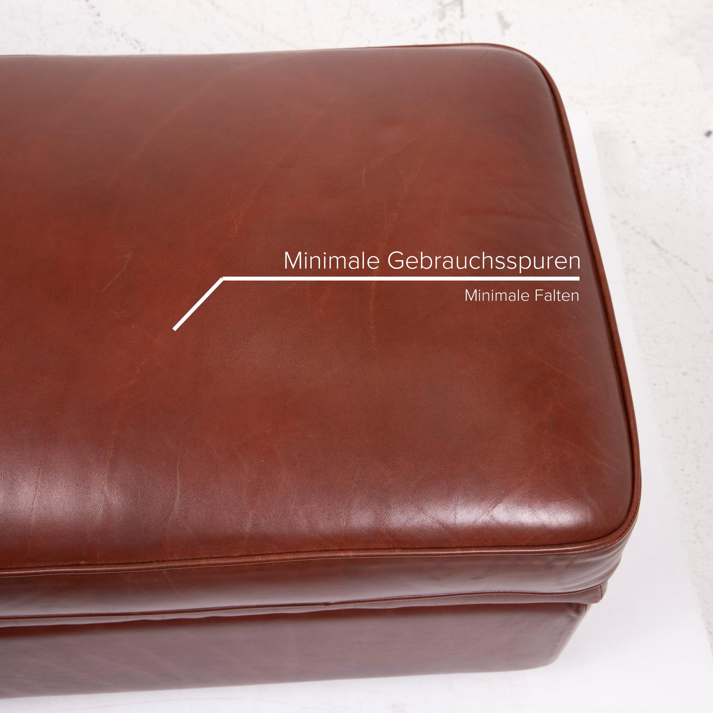 Poltrona Frau Leather Sofa Set Cognac Two-Seat Stool In Good Condition For Sale In Cologne, DE