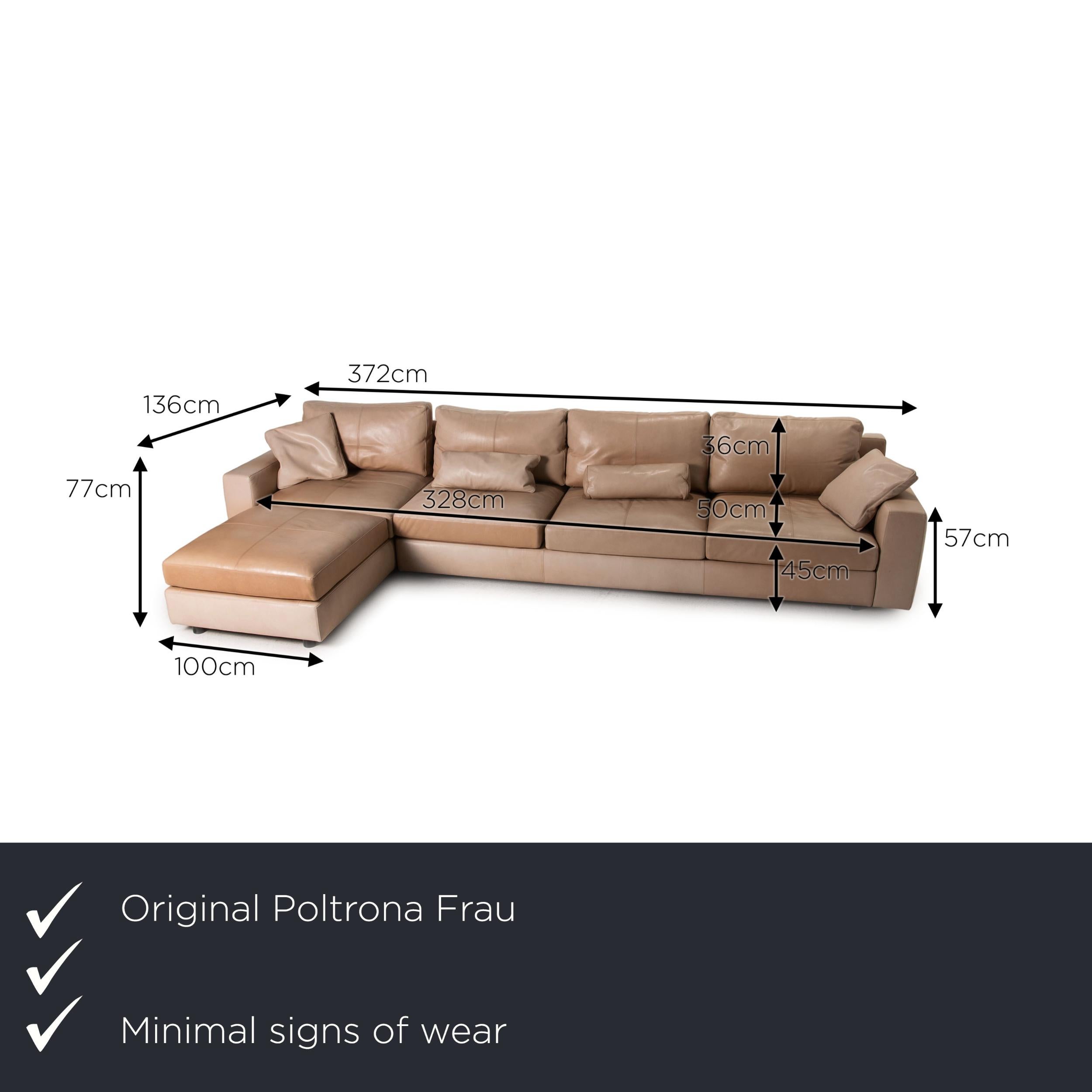 We present to you a Poltrona Frau Massimosistema leather sofa beige corner sofa couch.
 

 Product measurements in centimeters:
 

Depth: 100
Width: 136
Height: 77
Seat height: 45
Rest height: 57
Seat depth: 50
Seat width: 328
Back