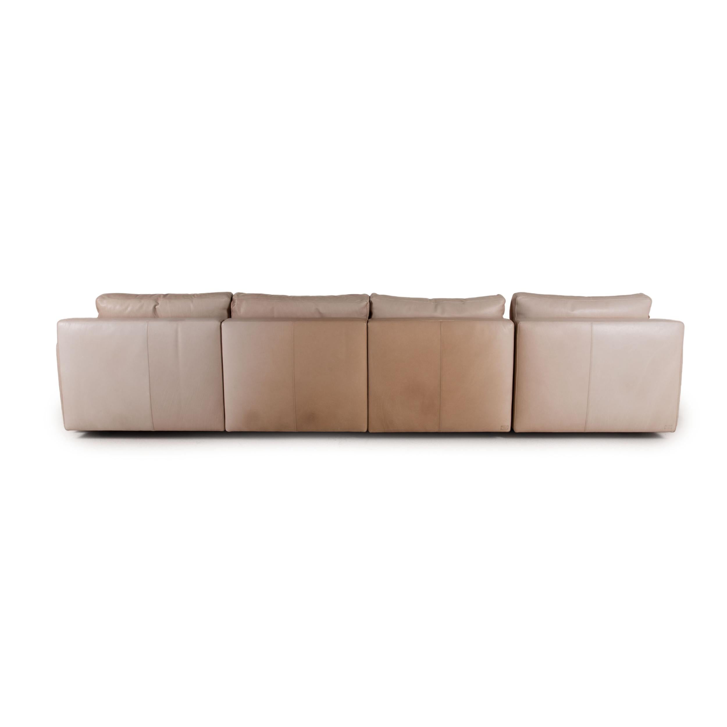 Contemporary Poltrona Frau Massimosistema Leather Sofa Beige Corner Sofa Couch For Sale