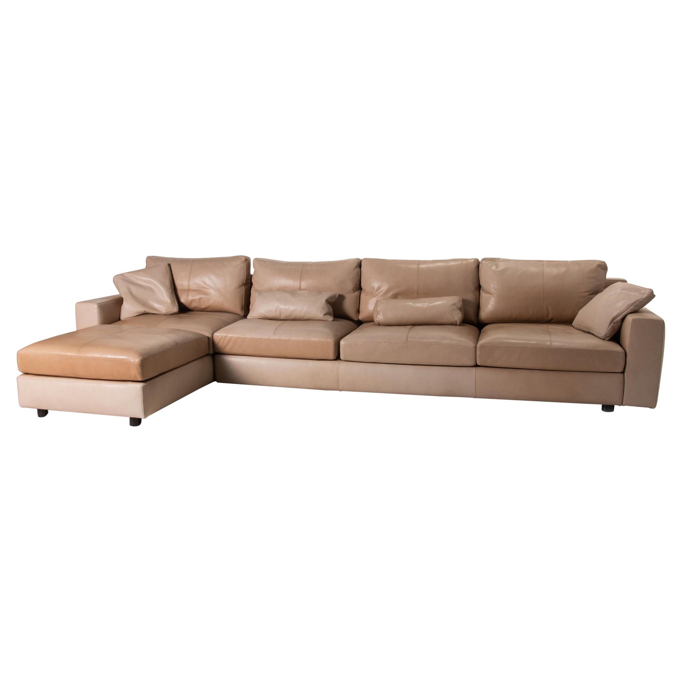 Poltrona Frau Massimosistema Leather Sofa Beige Corner Sofa Couch For Sale