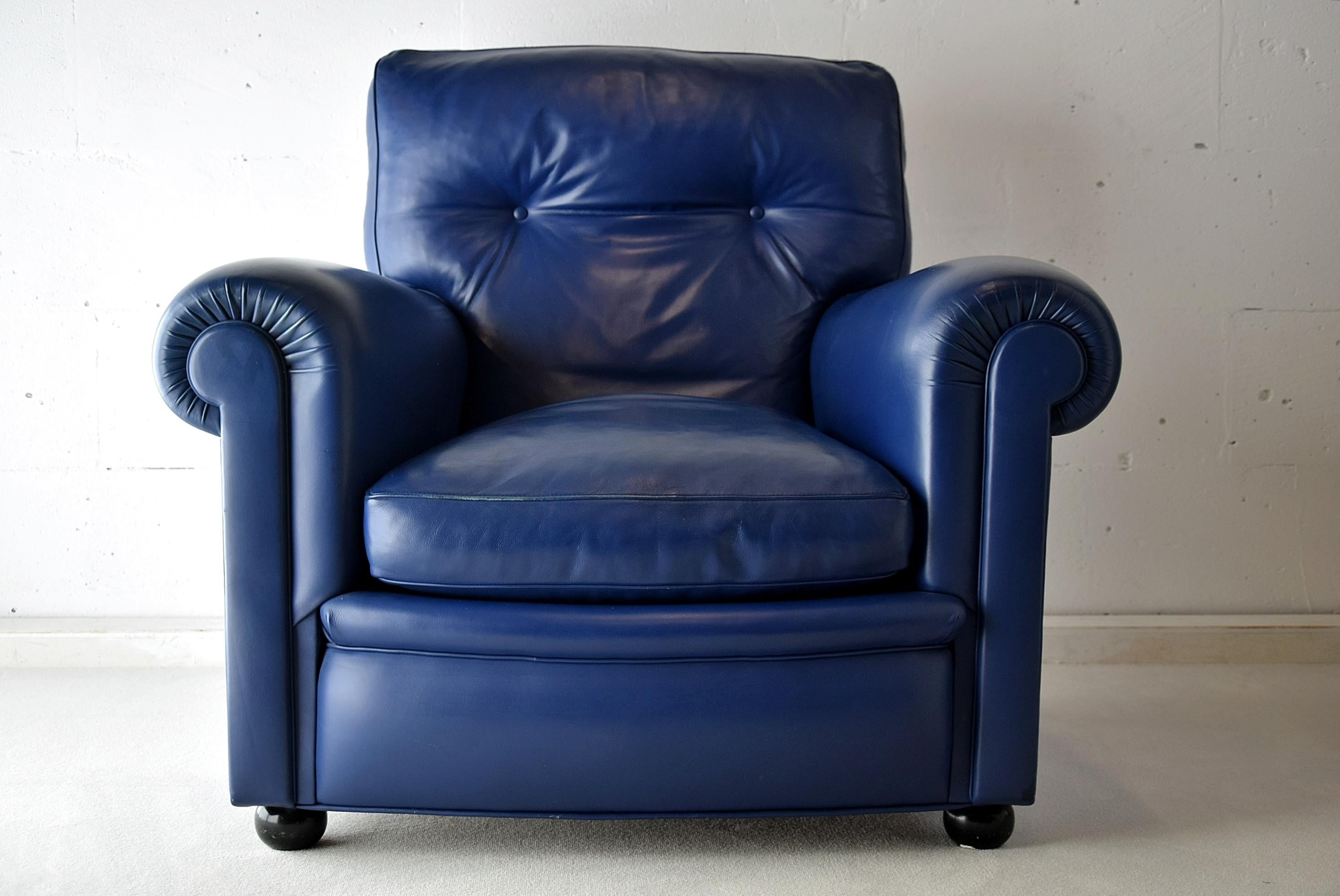 blue leather chairs