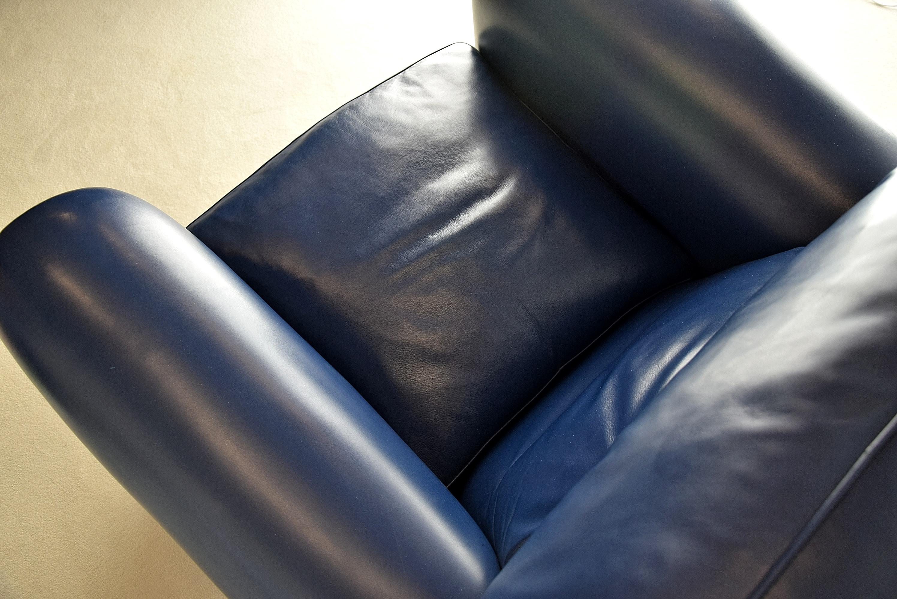 navy blue leather armchair