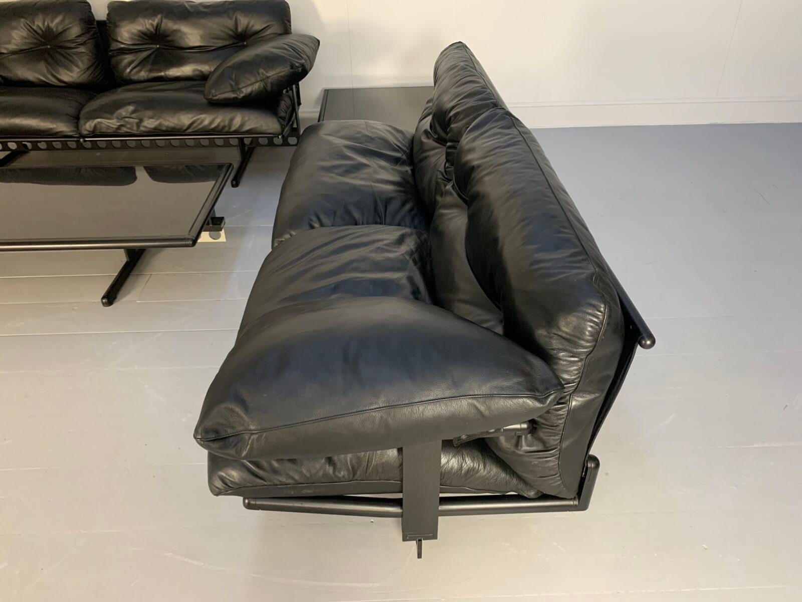 Poltrona Frau Ouverture 7-Seat Sofa & Marble Table Suite In Black 
