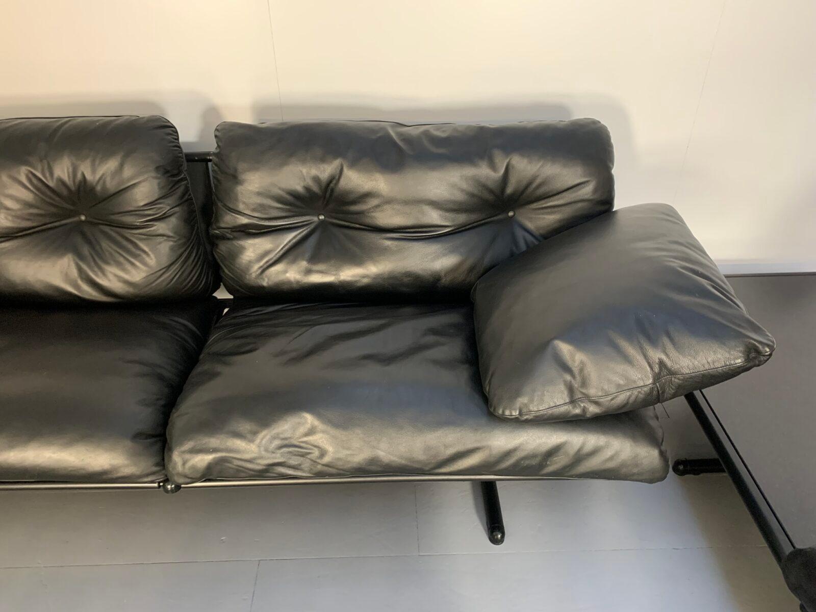 Poltrona Frau Ouverture 7-Seat Sofa & Marble Table Suite In Black 