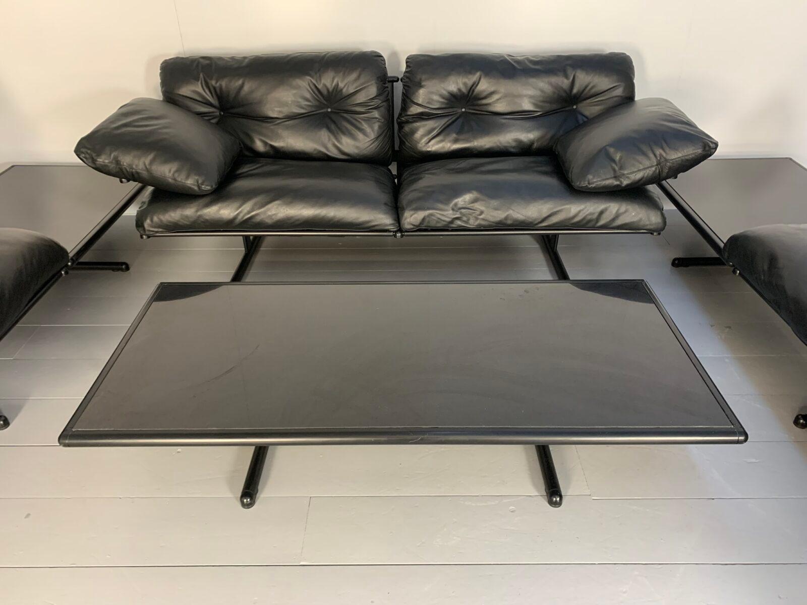 Poltrona Frau Ouverture 7-Seat Sofa & Marble Table Suite In Black 
