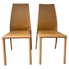 Vintage Poltrona Frau, Pair of Frag Chairs Fawn Leather