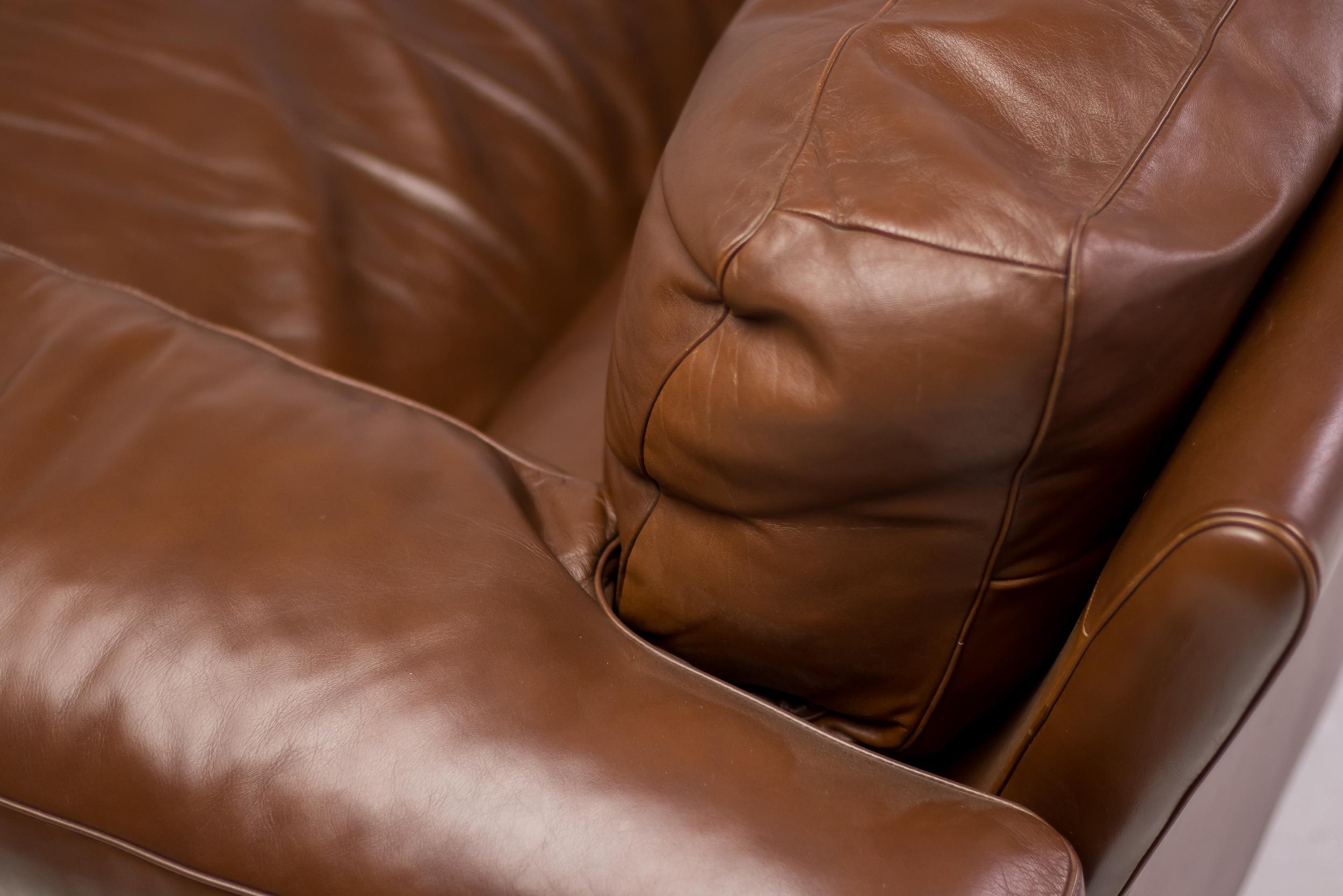 Premium Poltrona Frau Petronio Down Filled Royal 2-Seater Sofa Chestnut Leather For Sale 5