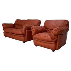 Used Poltrona Frau "Poppy" 2-Seat Sofa & Armchair - In Buffalo Leather