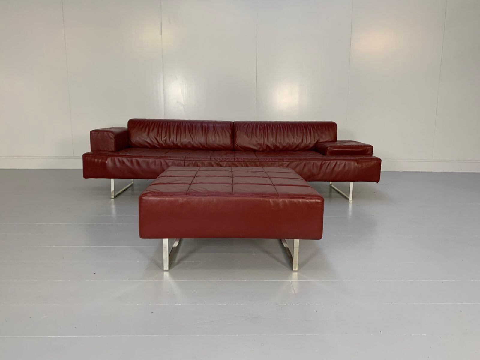 On offer on this occasion is a huge, ultra-rare “Quadra” 4-Sofa and Large Ottoman suite from the world renown Italian furniture house of Poltrona Frau.
As you will no doubt be aware by your interest in this Pierluigi Cerri masterpiece, Poltrona Frau