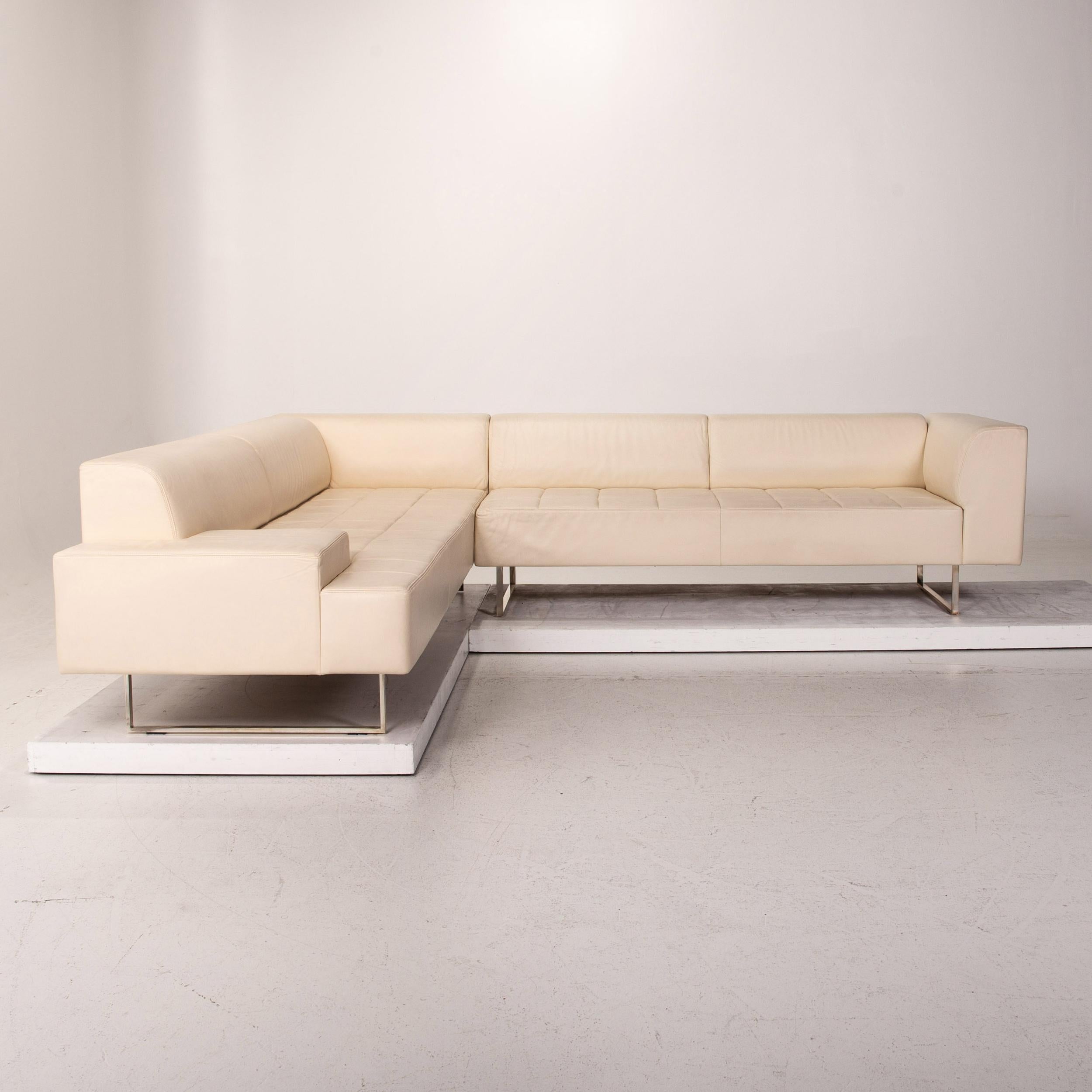 Poltrona Frau Quadra Leather Corner Sofa Cream Sofa Couch 3