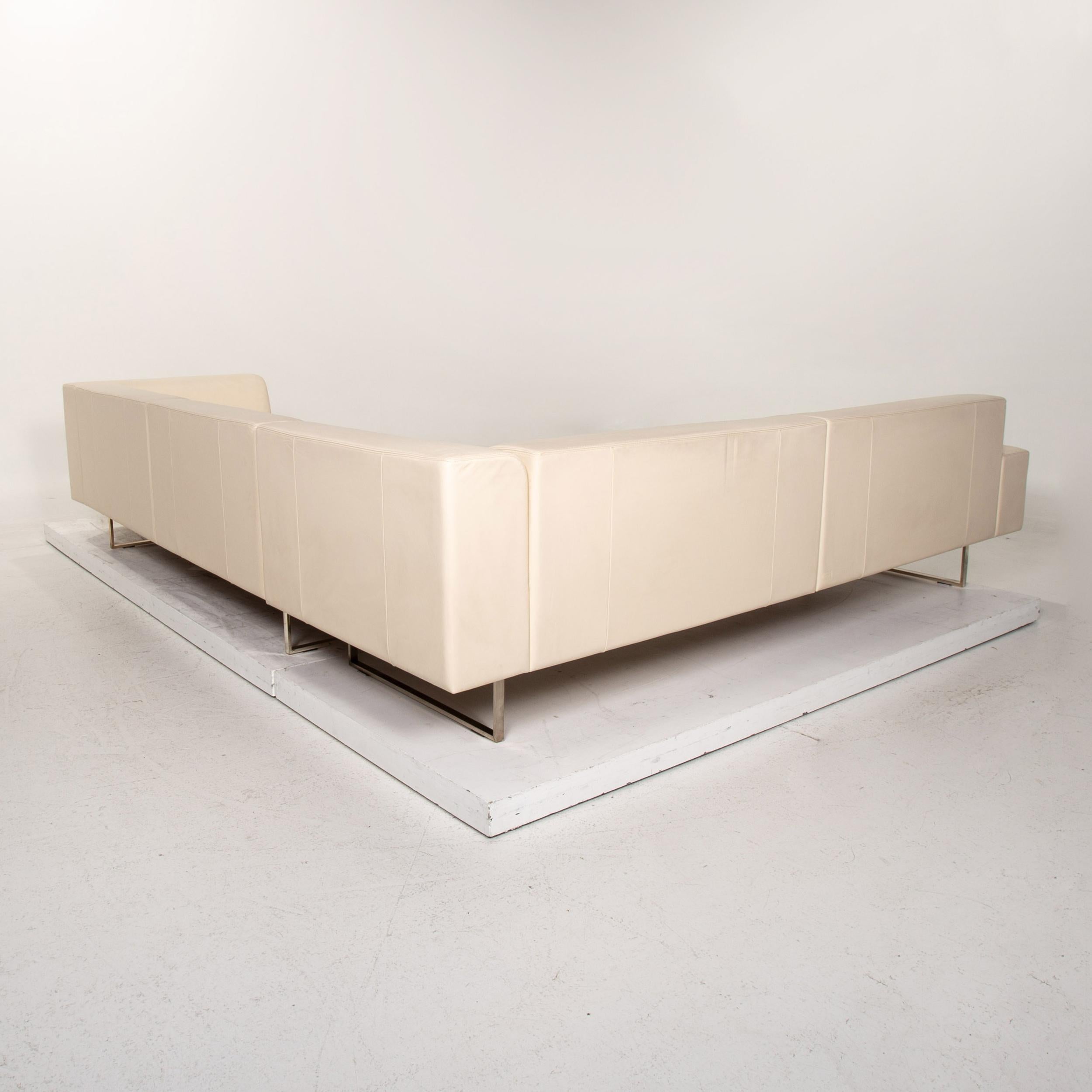 Poltrona Frau Quadra Leather Corner Sofa Cream Sofa Couch 4