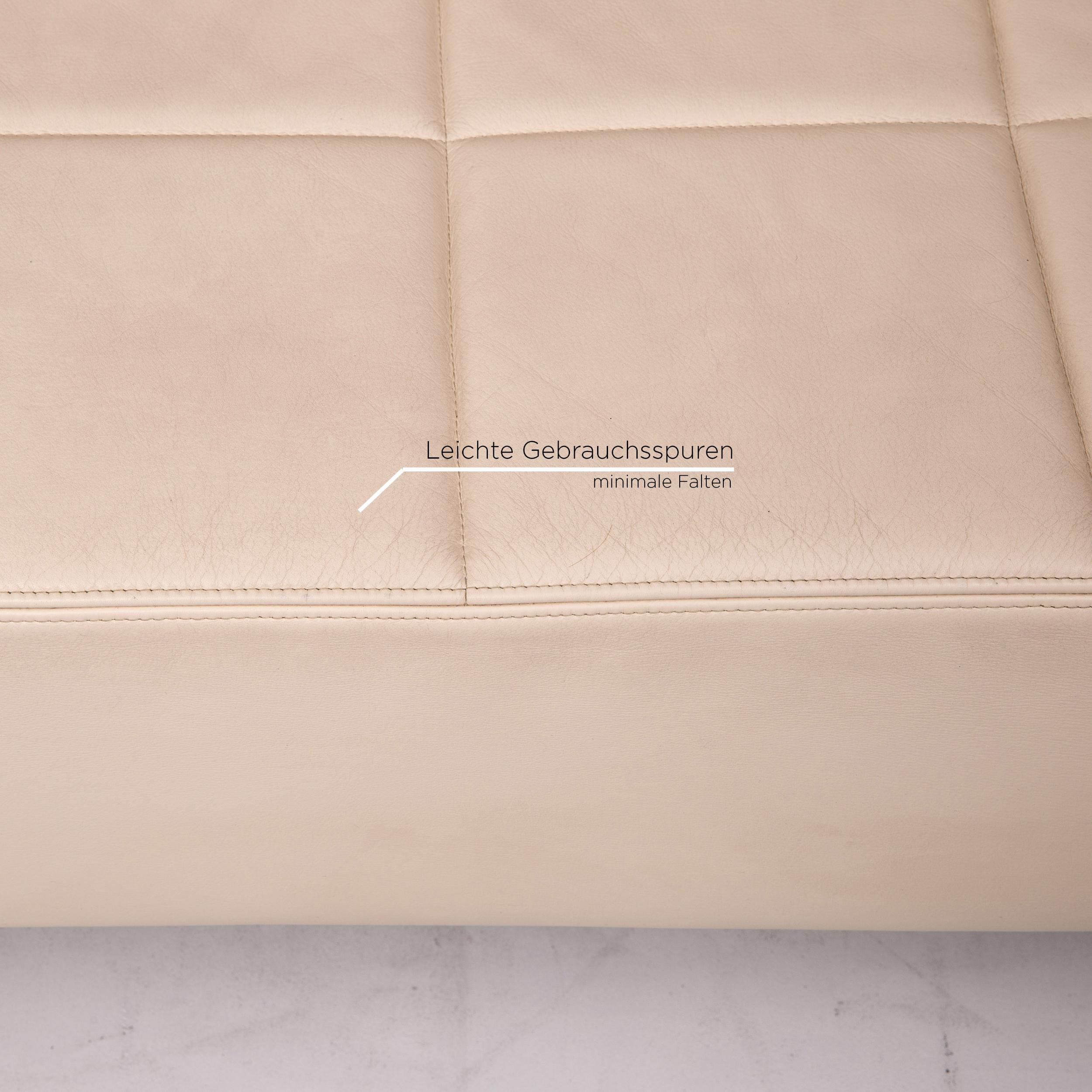 Italian Poltrona Frau Quadra Leather Corner Sofa Cream Sofa Couch