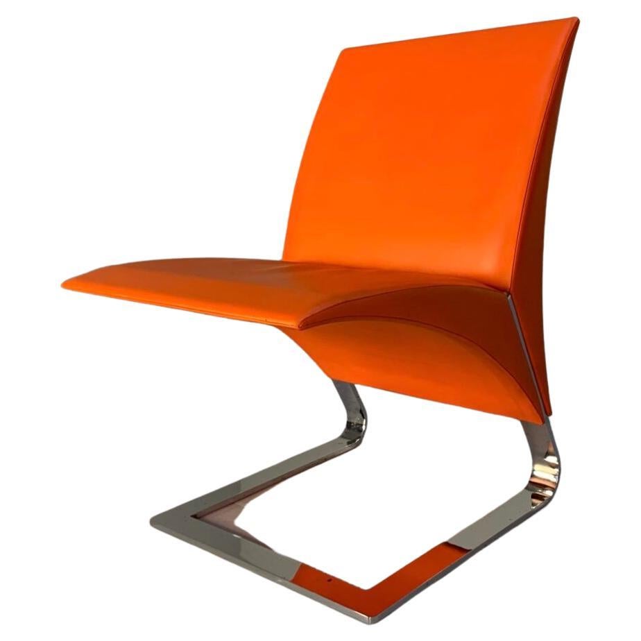 Poltrona Frau "Ravello" Armchair - In Orange "Pelle Frau" Leather