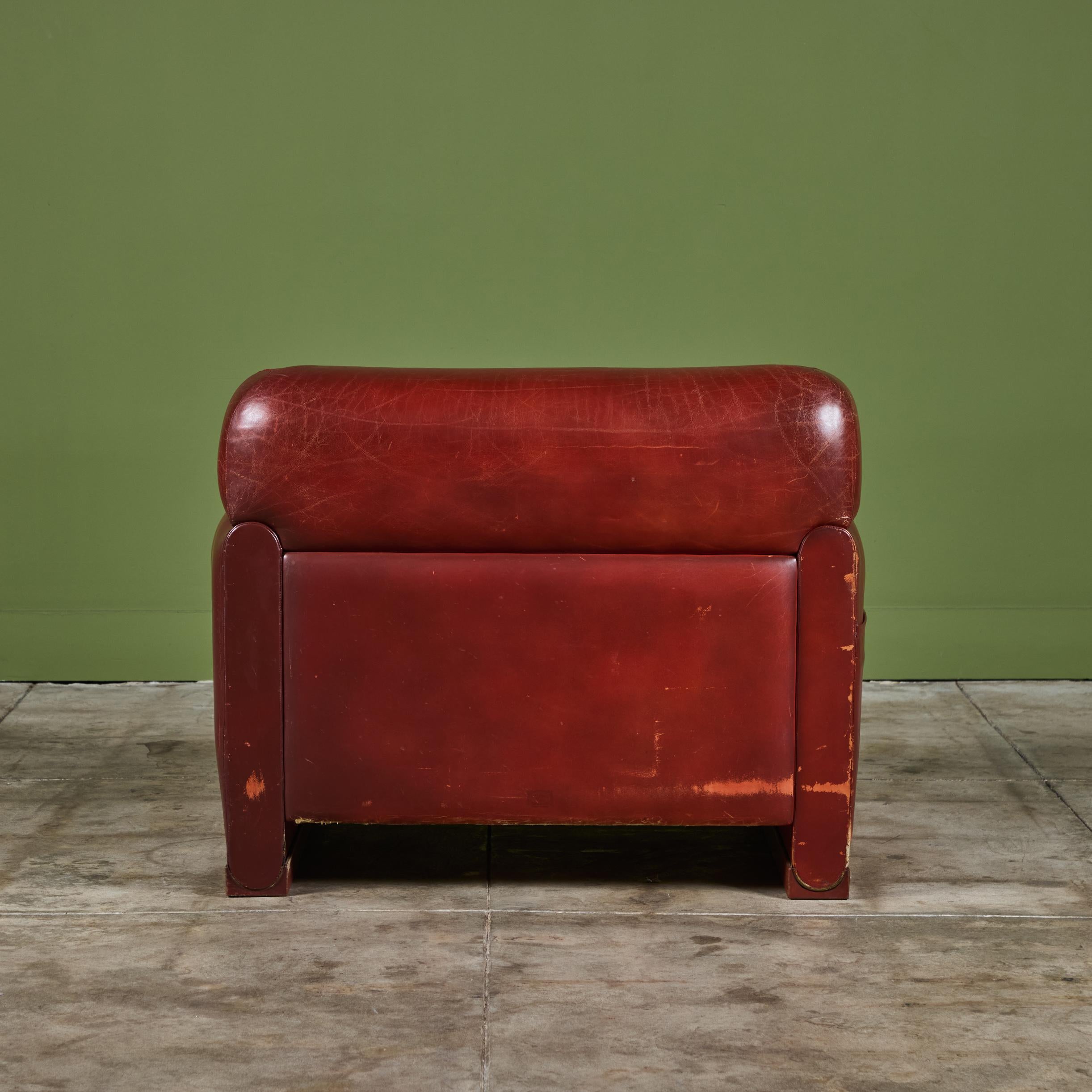 Late 20th Century Poltrona Frau Red Leather Lounge Chair For Sale