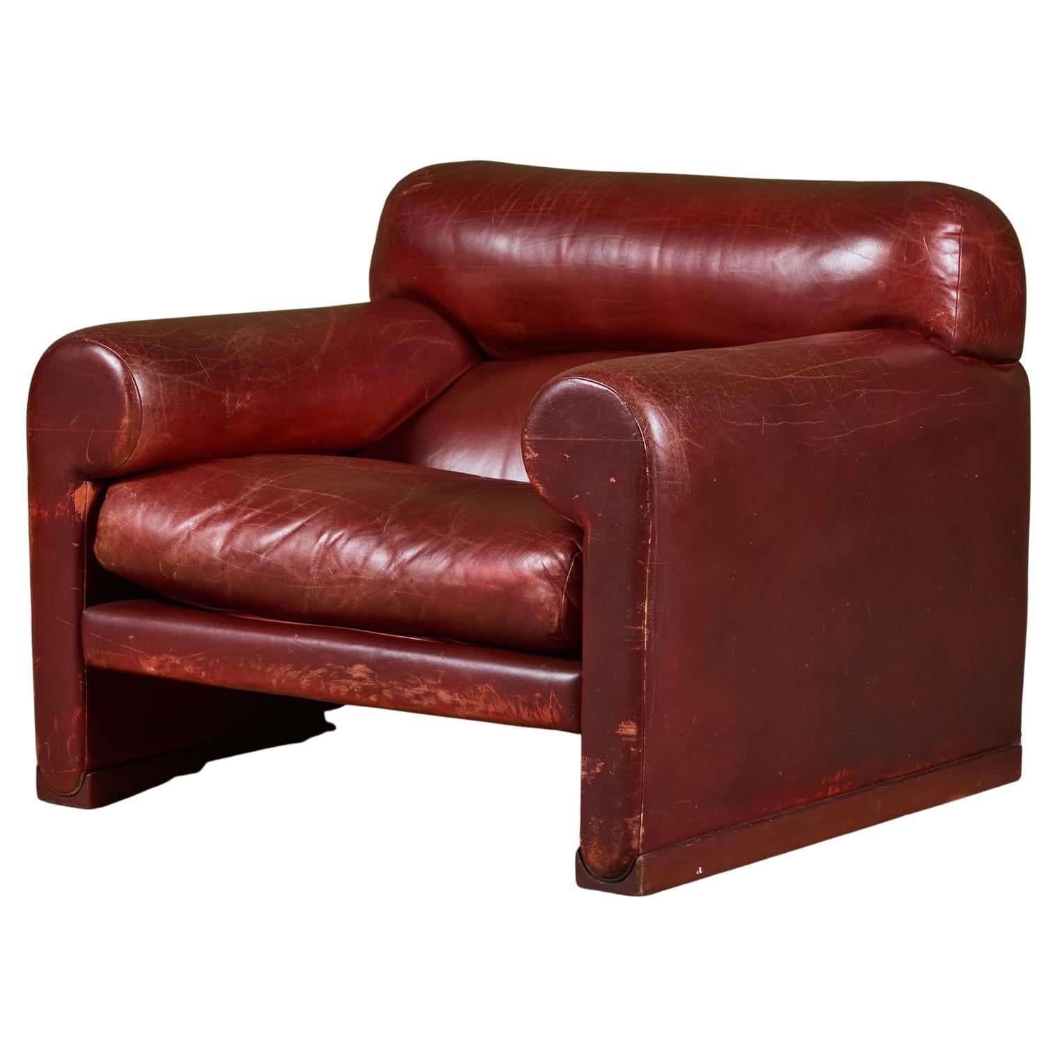 Poltrona Frau Red Leather Lounge Chair