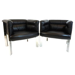 Poltrona Frau set of 2 Interlude leather armchairs by Marco Zanuso