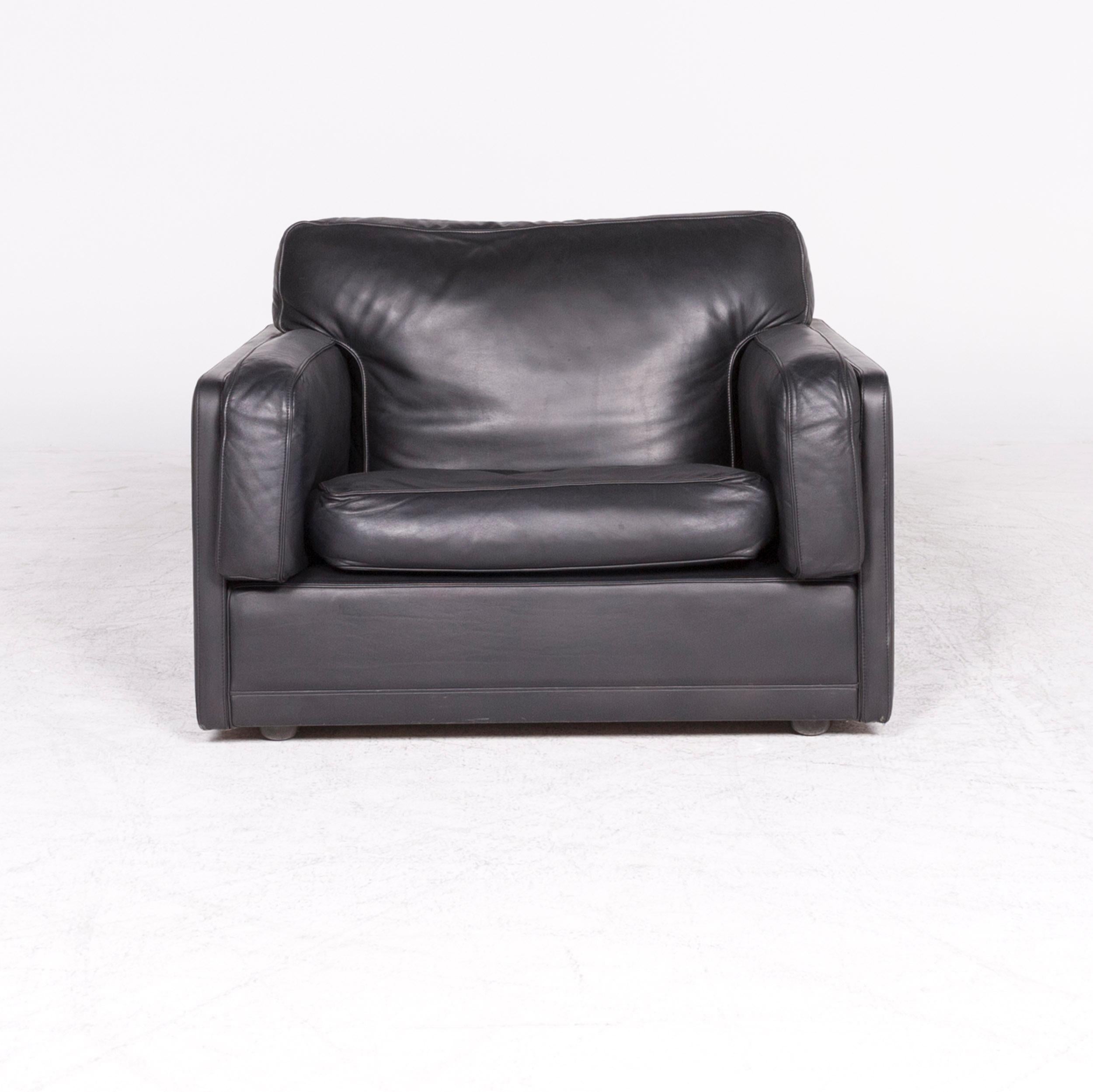 Modern Poltrona Frau Socrate Designer Leather Armchair Black Genuine Leather Chair For Sale