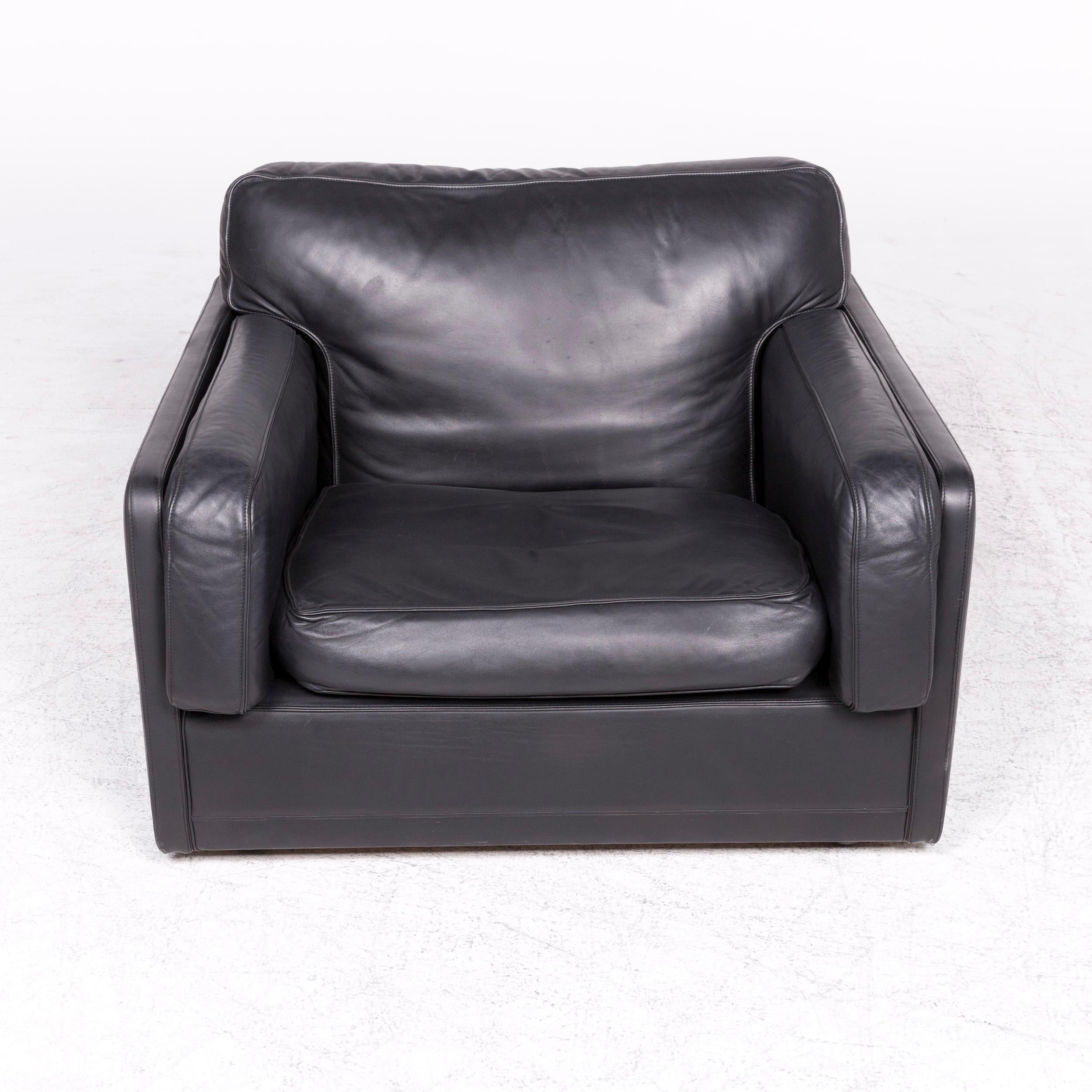 Contemporary Poltrona Frau Socrate Designer Leather Armchair Black Genuine Leather Chair For Sale