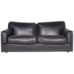 Poltrona Frau Socrate Designer Leather Sofa Black Genuine Leather Two-Seat