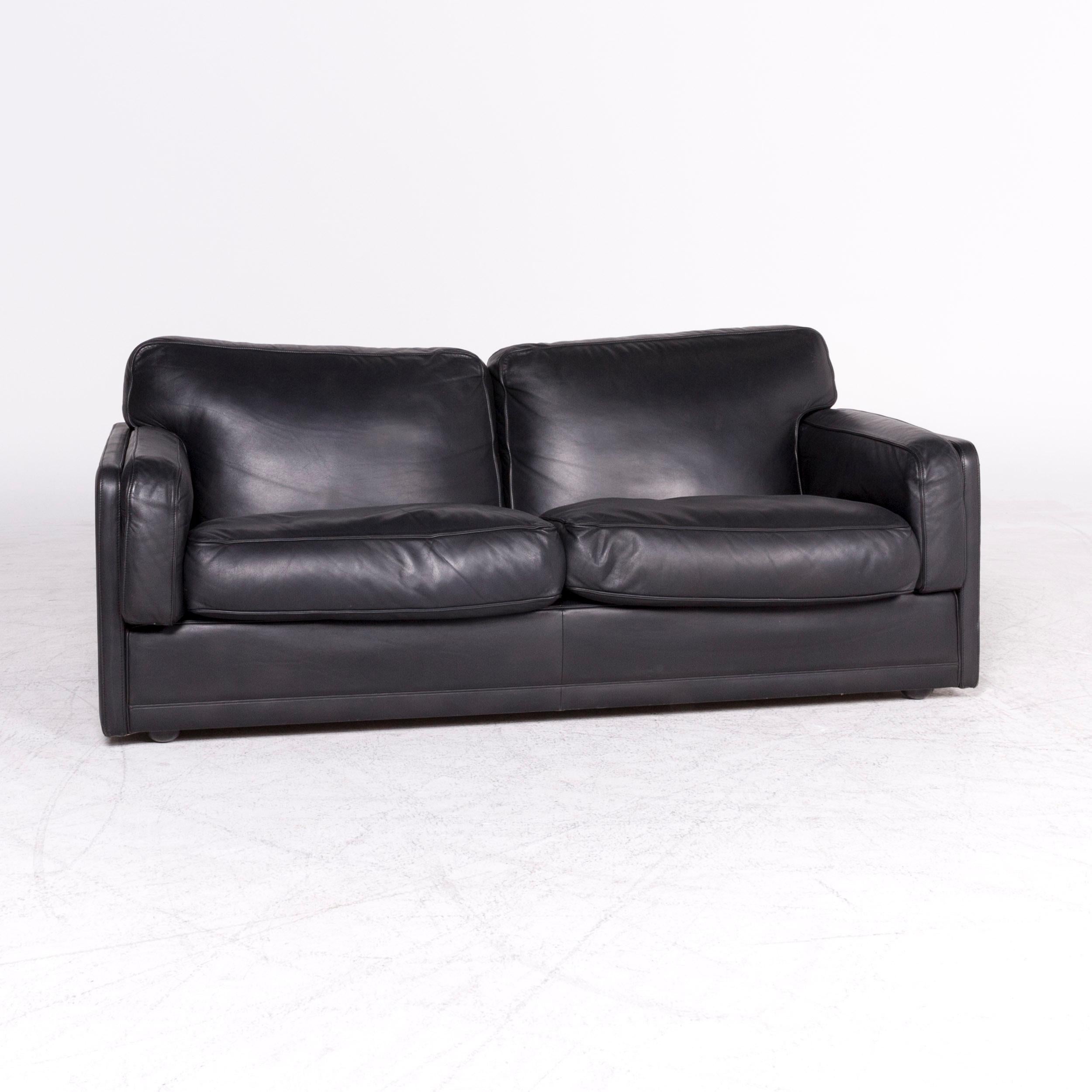 Modern Poltrona Frau Socrate Designer Leather Sofa Set Black Genuine Leather Two