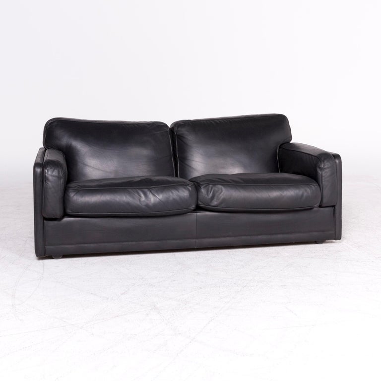 Poltrona Frau Socrate Designer Leather Sofa Set Black Genuine Leather Two at 1stDibs genuine