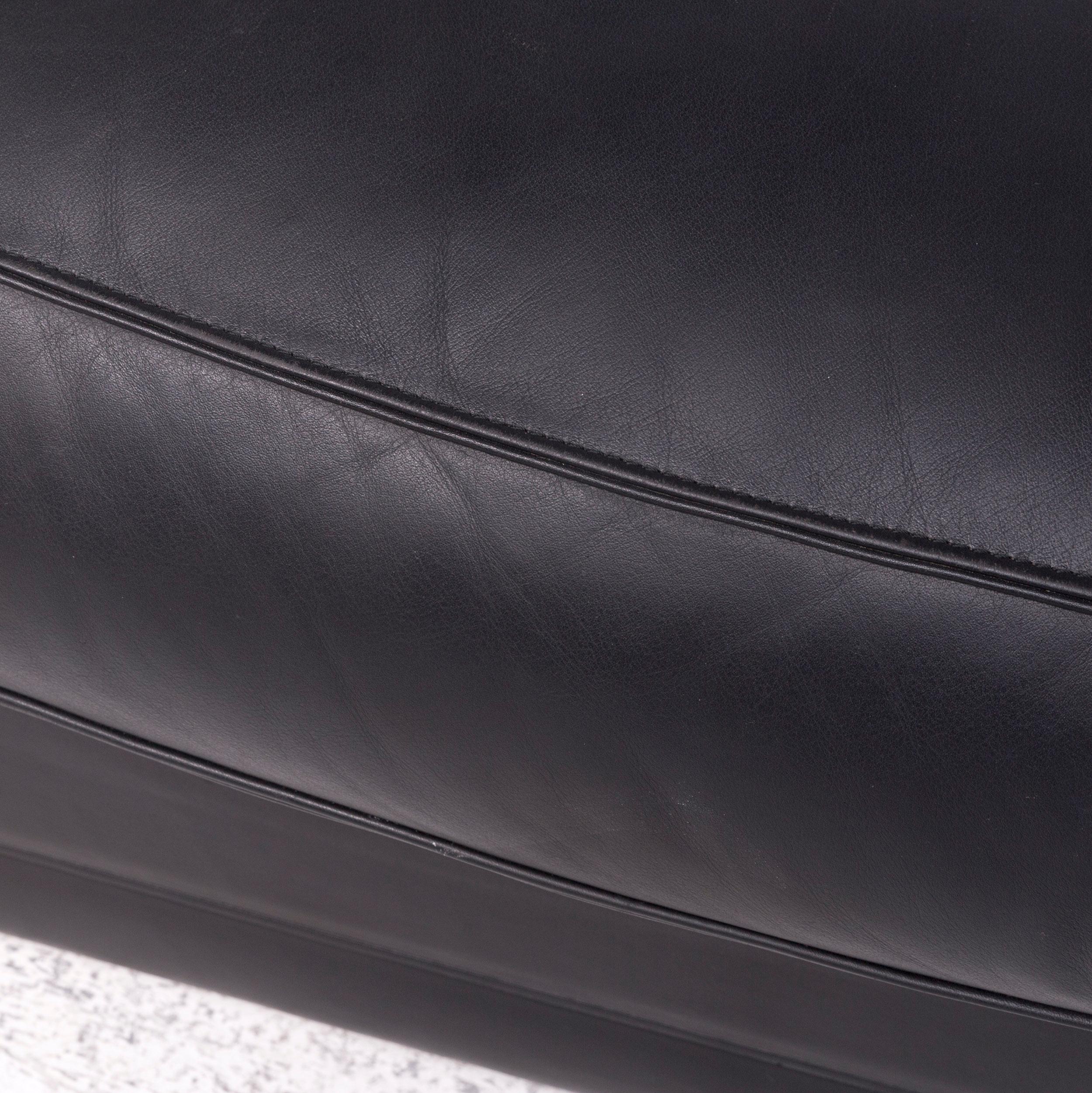 Poltrona Frau Socrate Designer Leather Sofa Set Black Genuine Leather Two In Good Condition In Cologne, DE