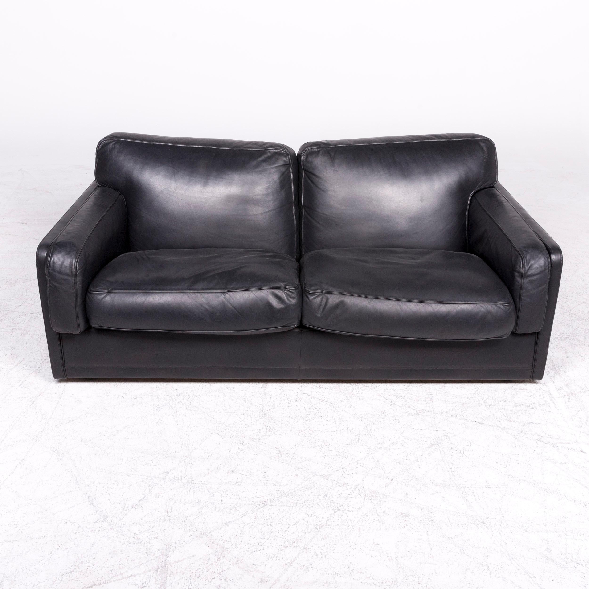 Contemporary Poltrona Frau Socrate Designer Leather Sofa Set Black Genuine Leather Two
