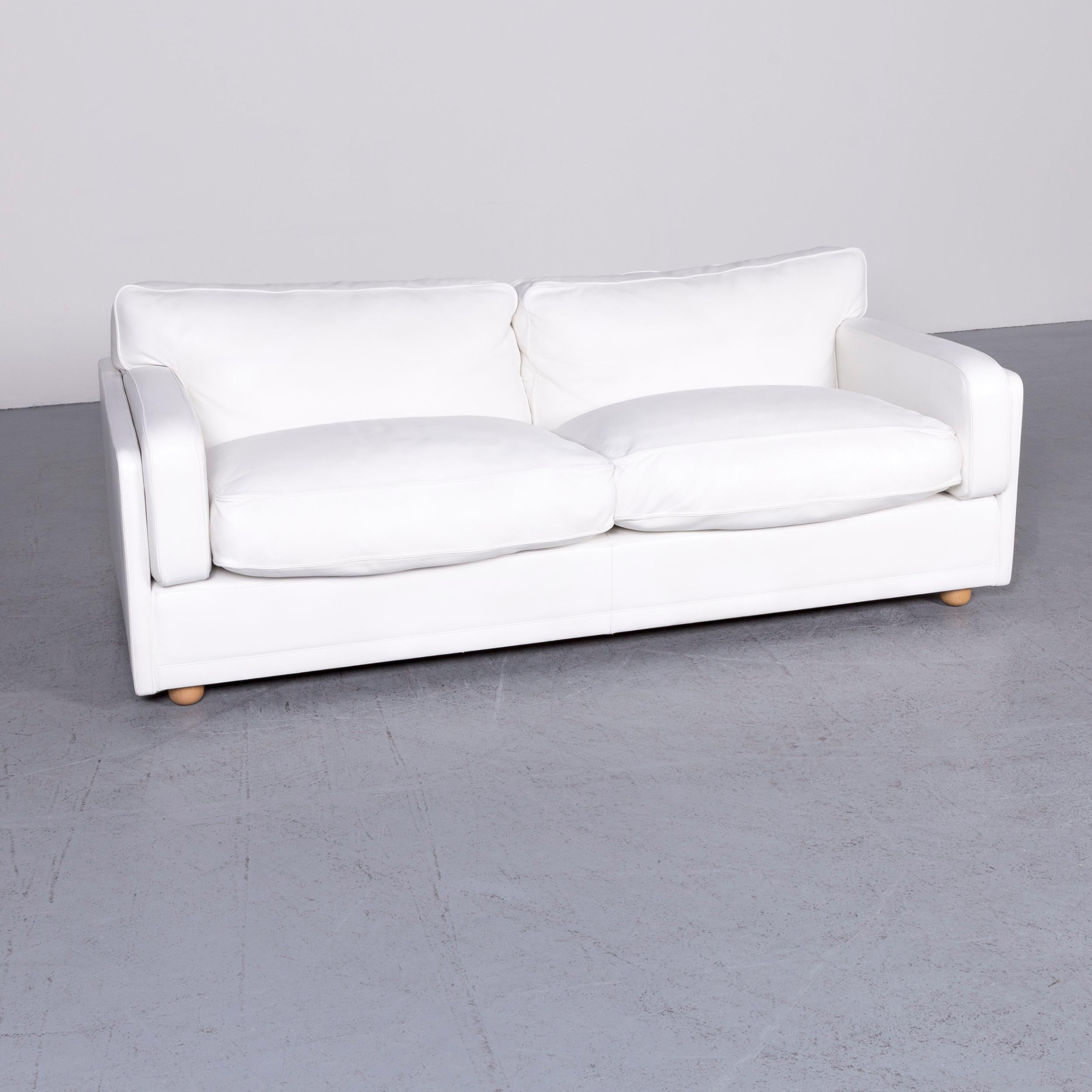We bring to you a Poltrona Frau Socrate designer leather sofa white three-seat couch.