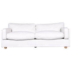 Poltrona Frau Socrate Designer Leather Sofa White Three-Seat Couch