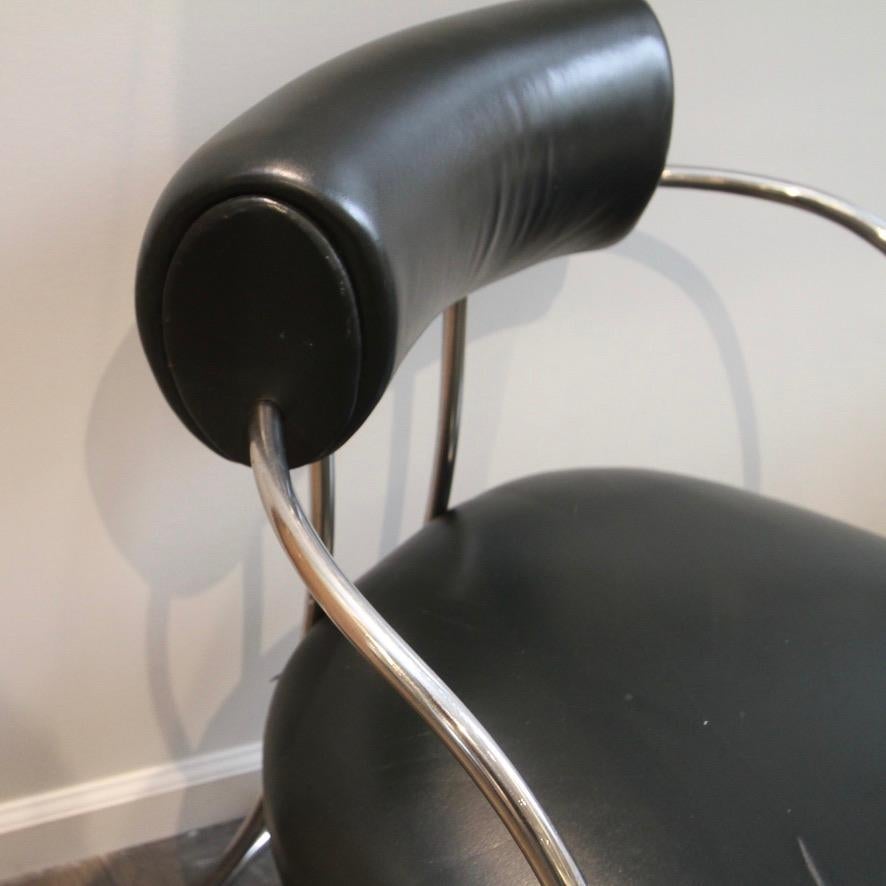 Poltrona Frau Style Chrome & Leather Chairs For Sale 4