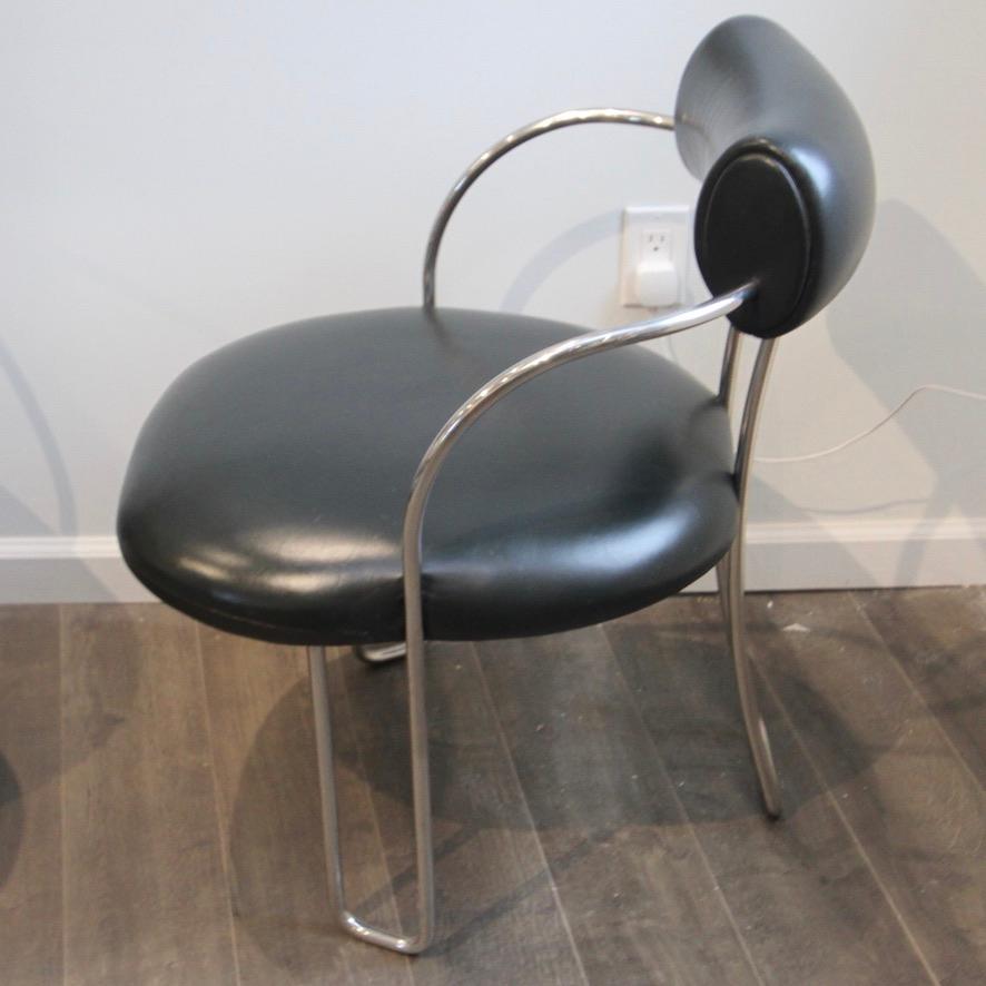 Poltrona Frau Style Chrome & Leather Chairs For Sale 1
