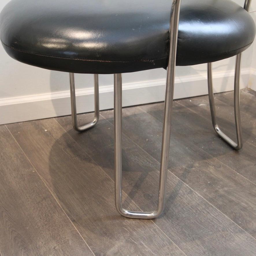 Poltrona Frau Style Chrome & Leather Chairs For Sale 2