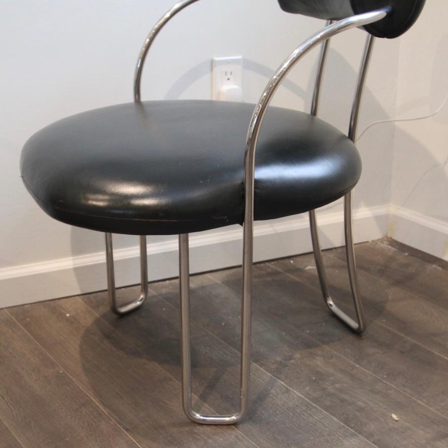 Poltrona Frau Style Chrome & Leather Chairs For Sale 3