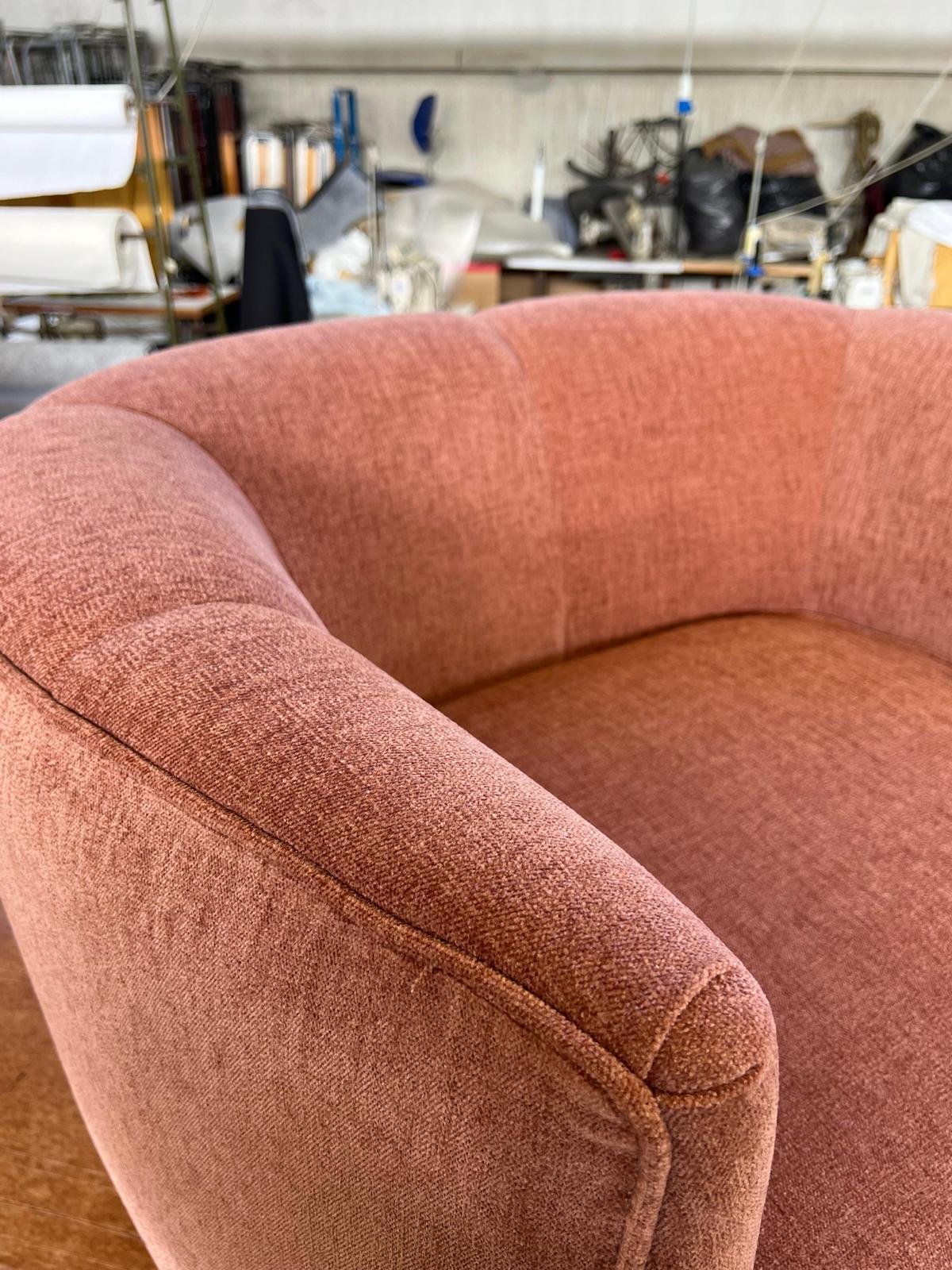 Italian Gaia fabric armchair with back cushion For Sale