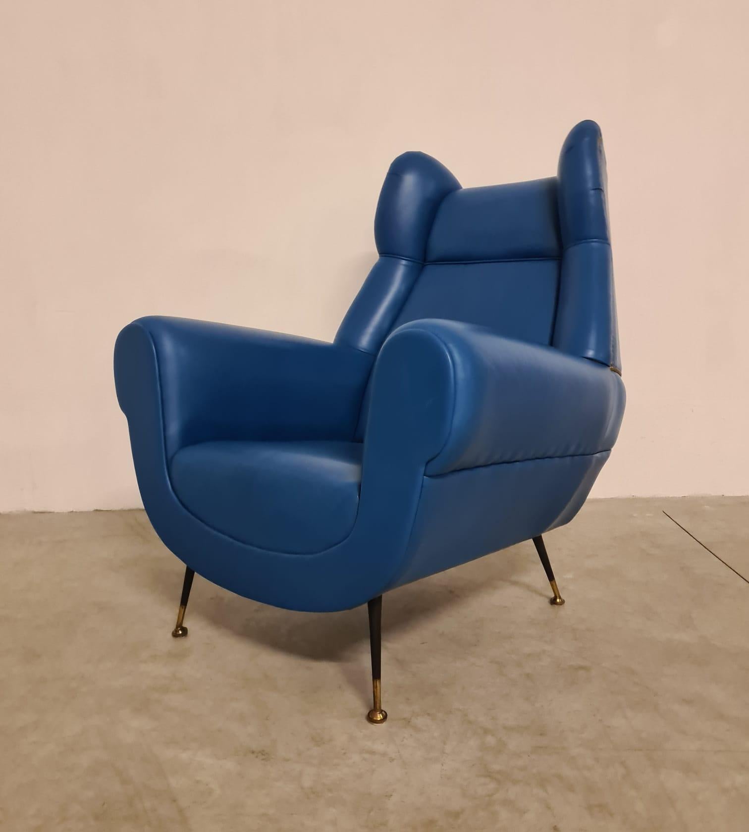 Gigi Radice armchair in fine Italian leather In Excellent Condition For Sale In Torino, IT