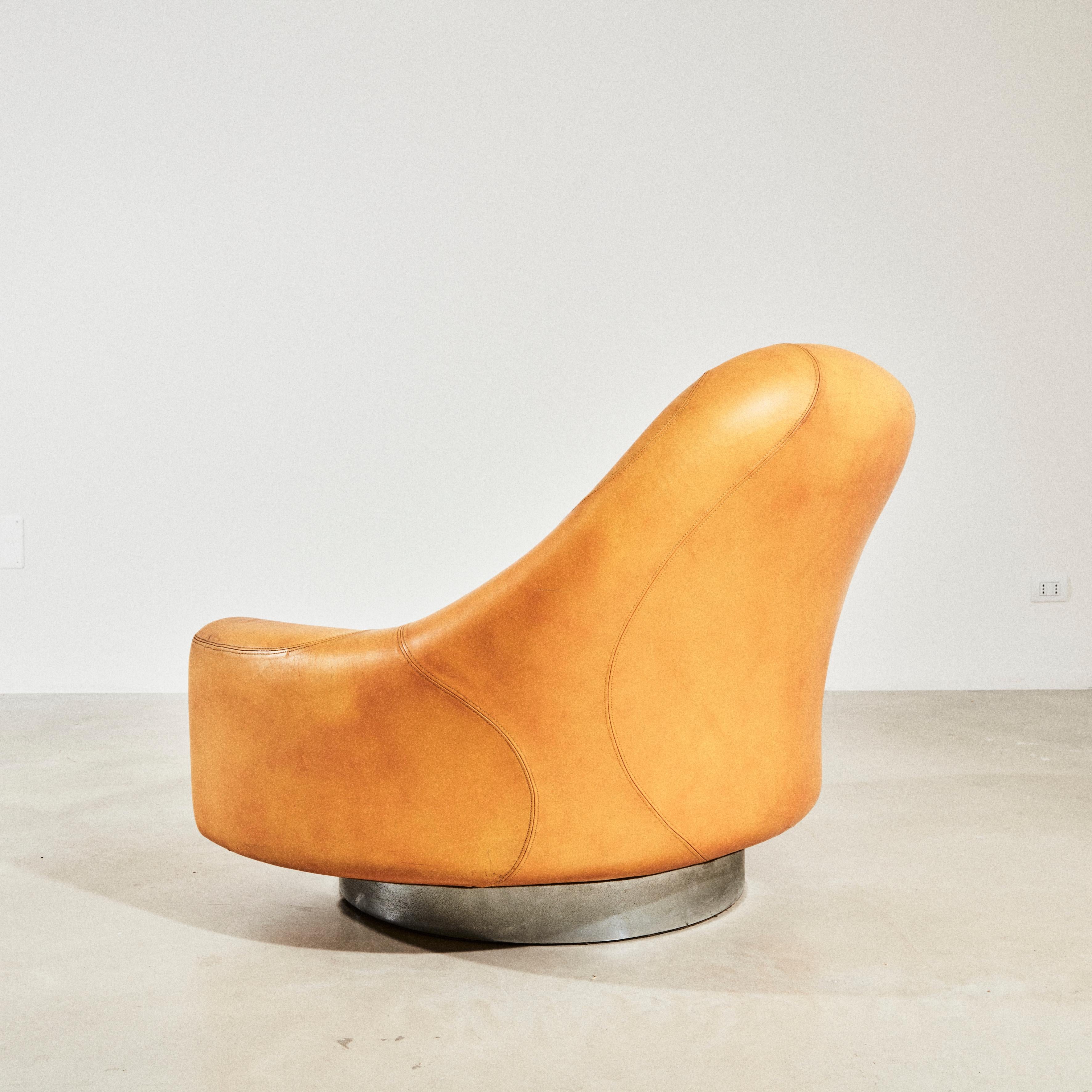 Fauteuil pivotant en cuir, design de Guido Faleschini pour Mariani v. 1975 en vente 12