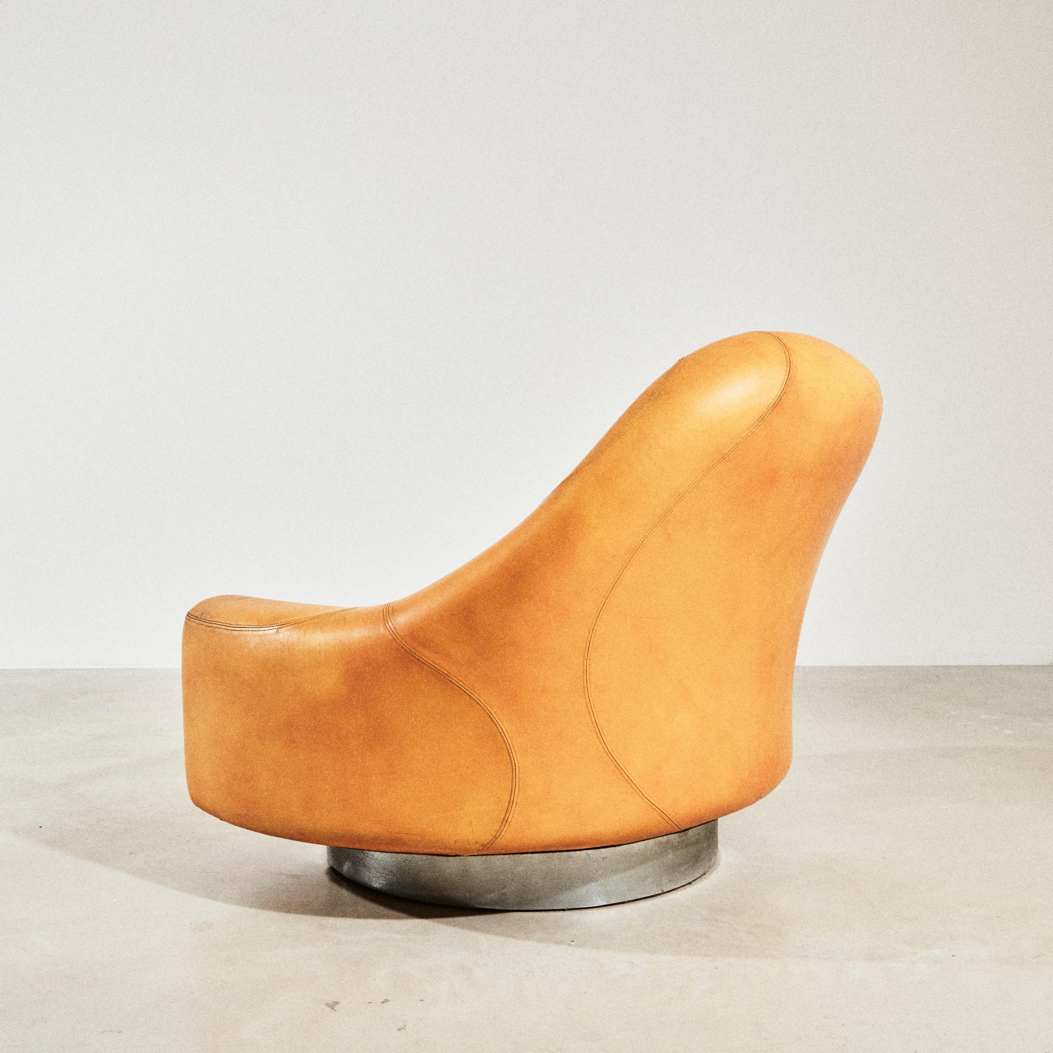 Fauteuil pivotant en cuir, design de Guido Faleschini pour Mariani v. 1975 en vente 13