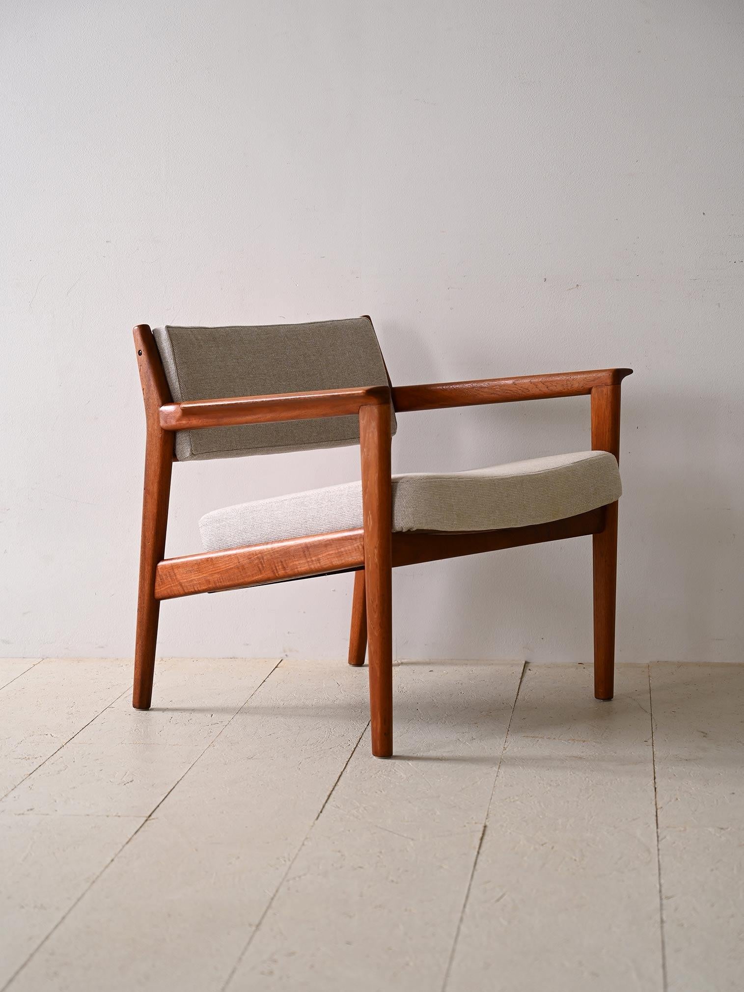 Mid-20th Century Upholstered armchair with teak frame For Sale