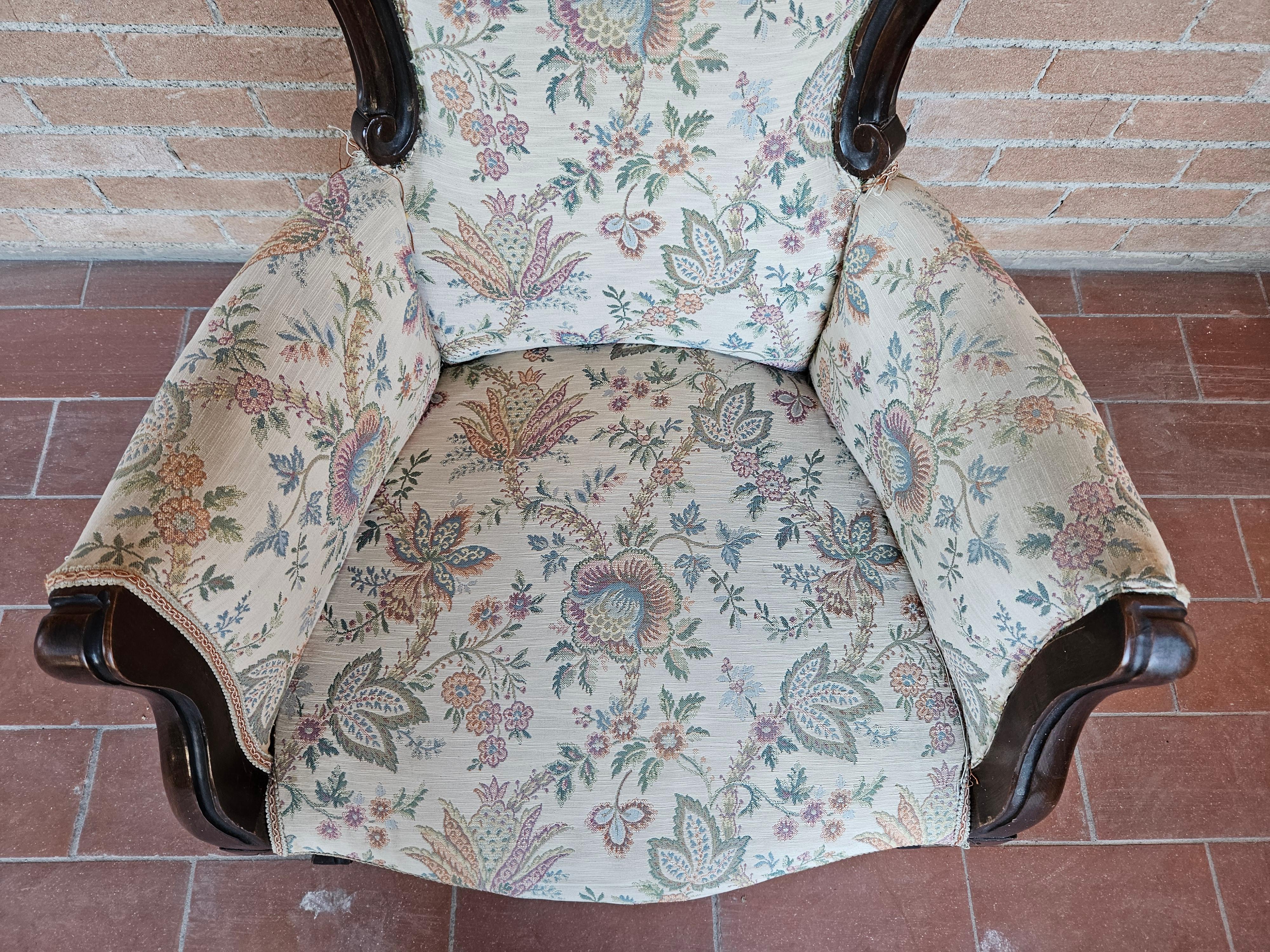 Louis Philippe style upholstered armchair from the 1940s For Sale 4