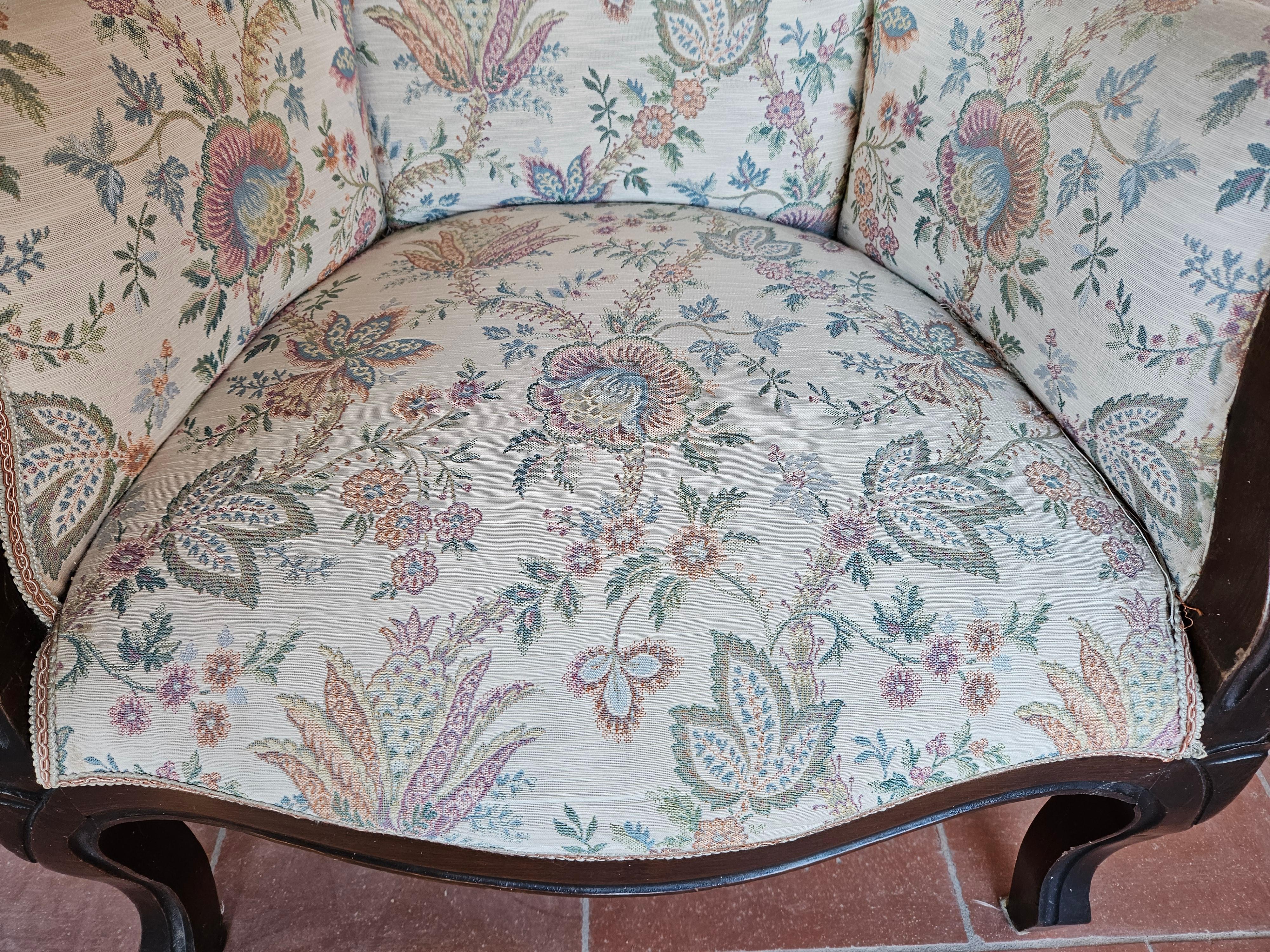 Louis Philippe style upholstered armchair from the 1940s For Sale 8