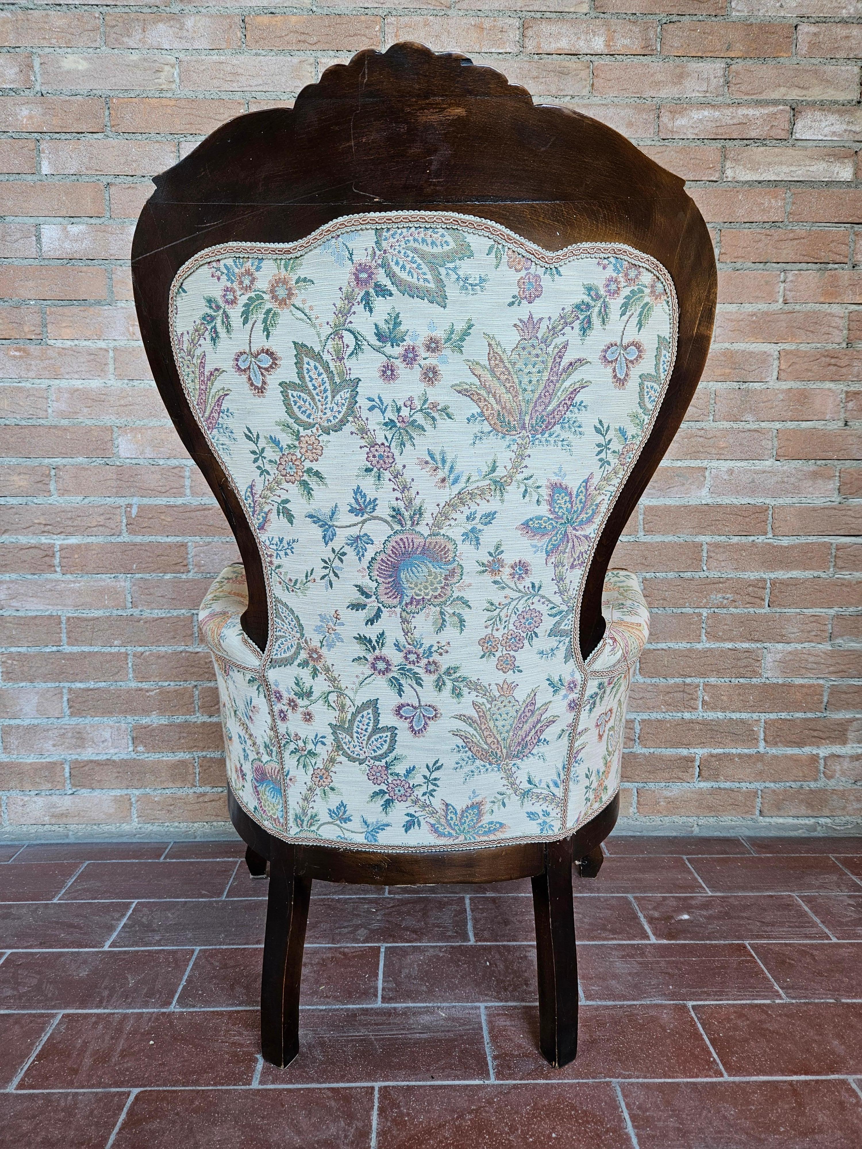 Italian Louis Philippe style upholstered armchair from the 1940s For Sale