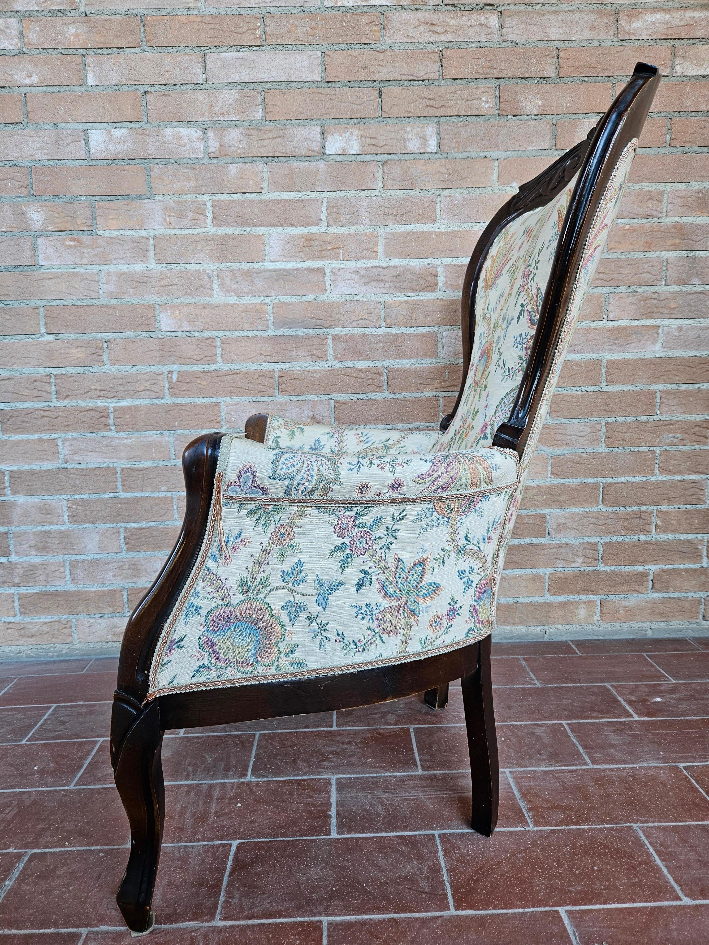 Louis Philippe style upholstered armchair from the 1940s In Good Condition For Sale In Premariacco, IT