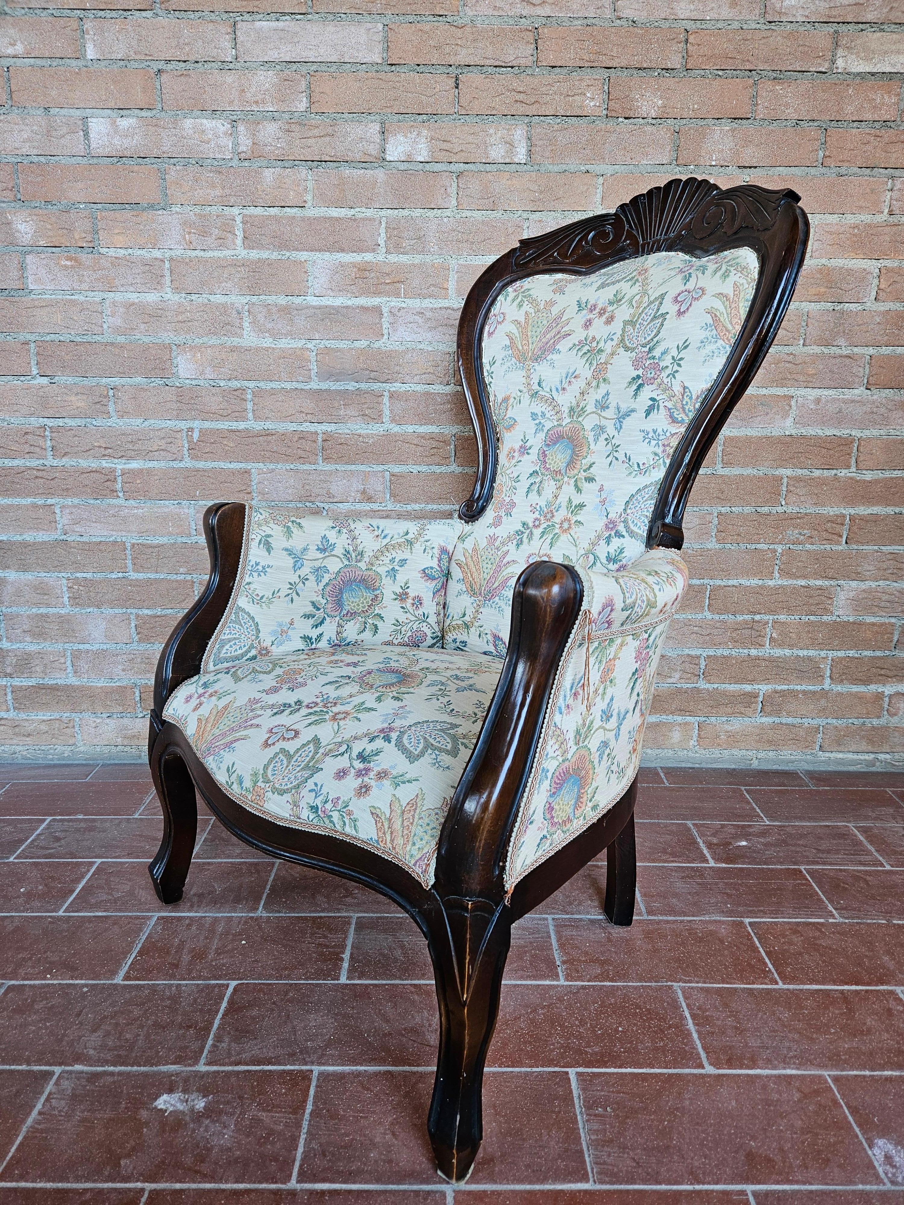Mid-20th Century Louis Philippe style upholstered armchair from the 1940s For Sale