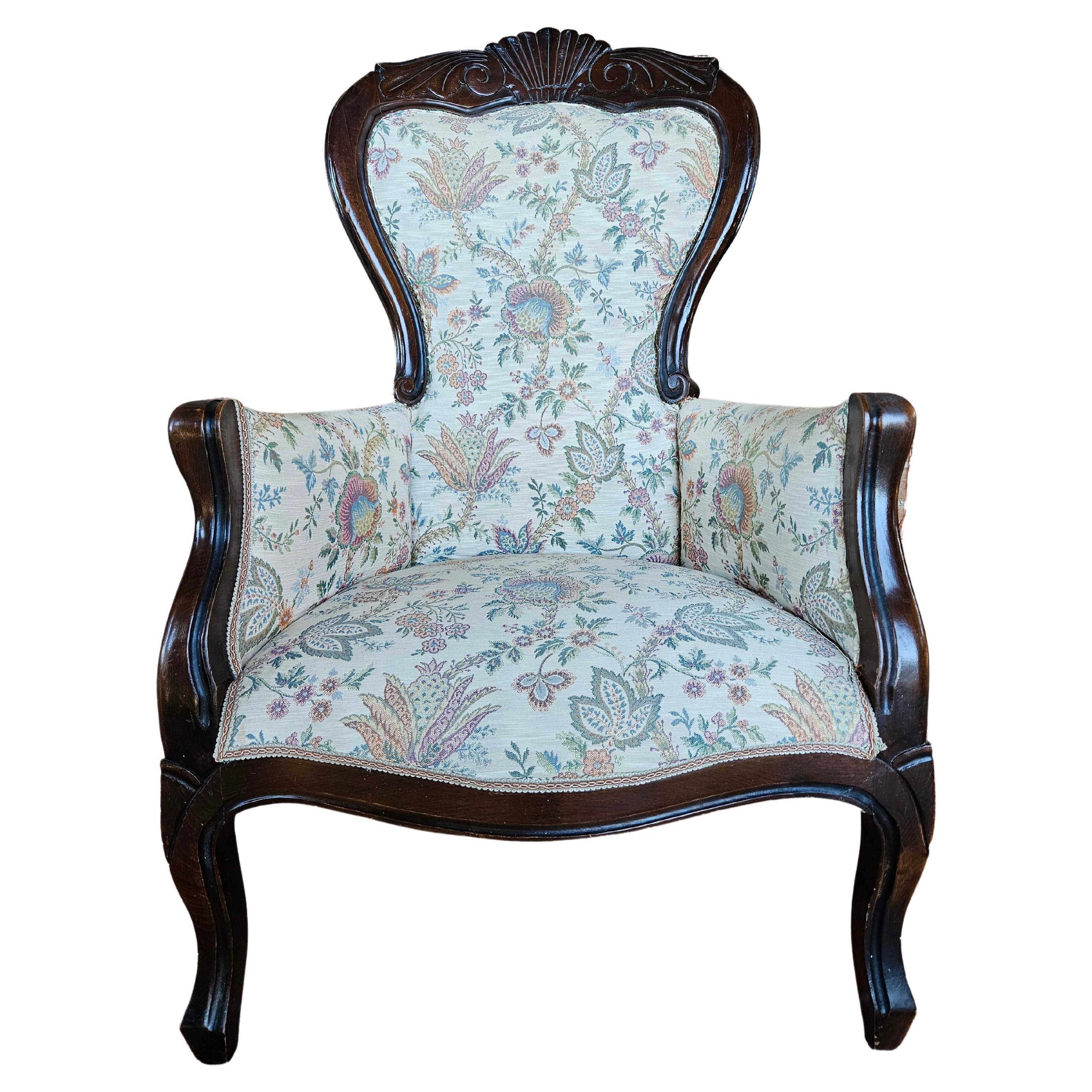 Louis Philippe style upholstered armchair from the 1940s For Sale