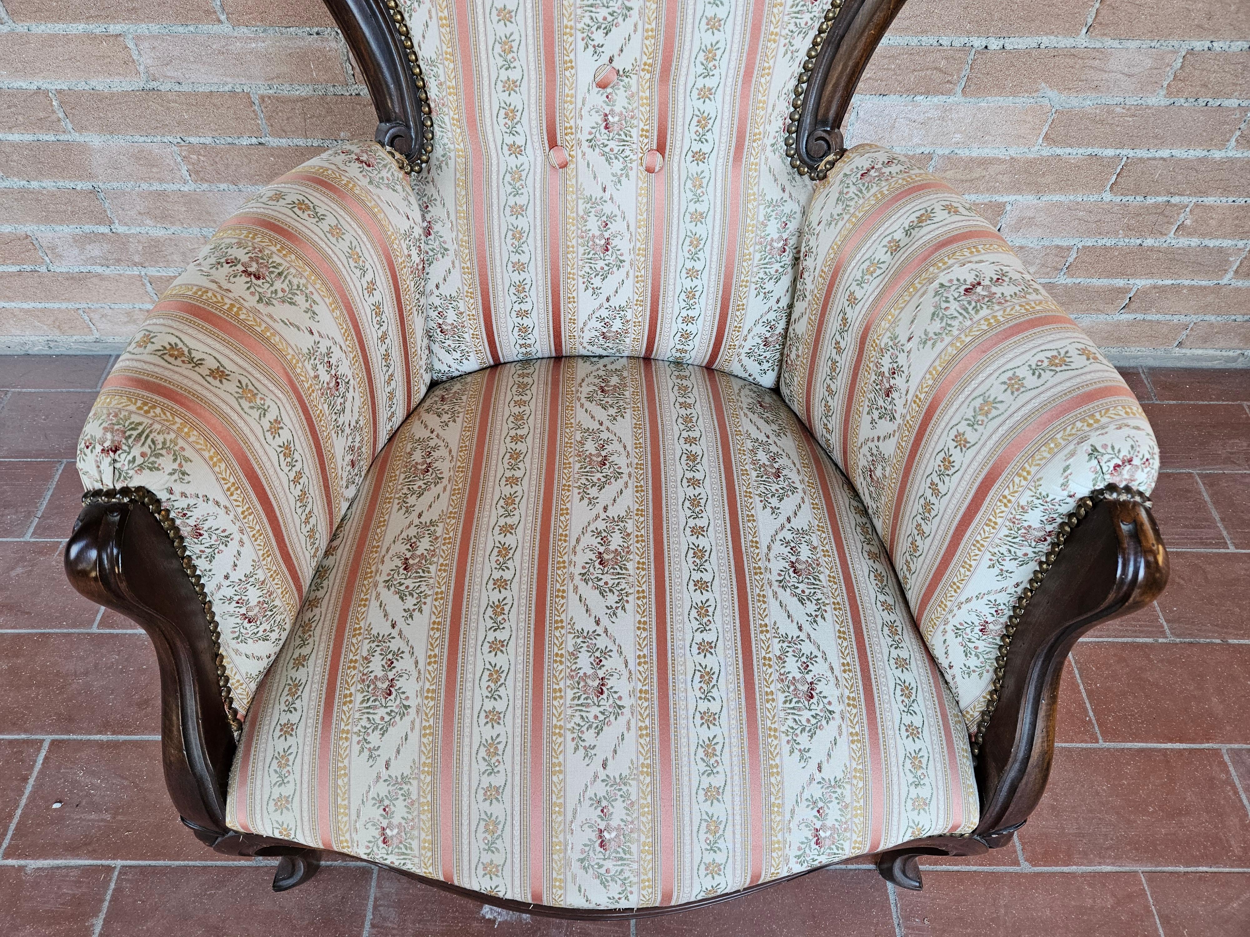Louis Philippe style upholstered armchair from 1980s For Sale 5